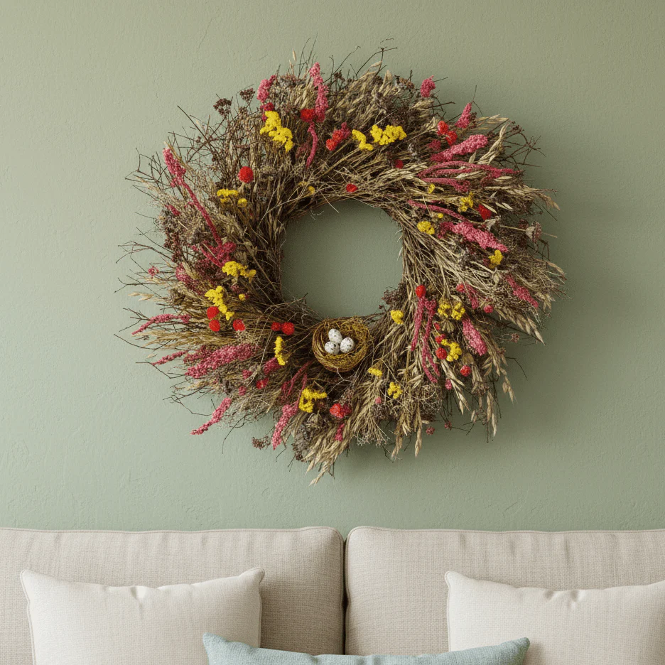 H Potter Blossom Nest Dried Wreath – Spring Botanical Wreath - Image 3