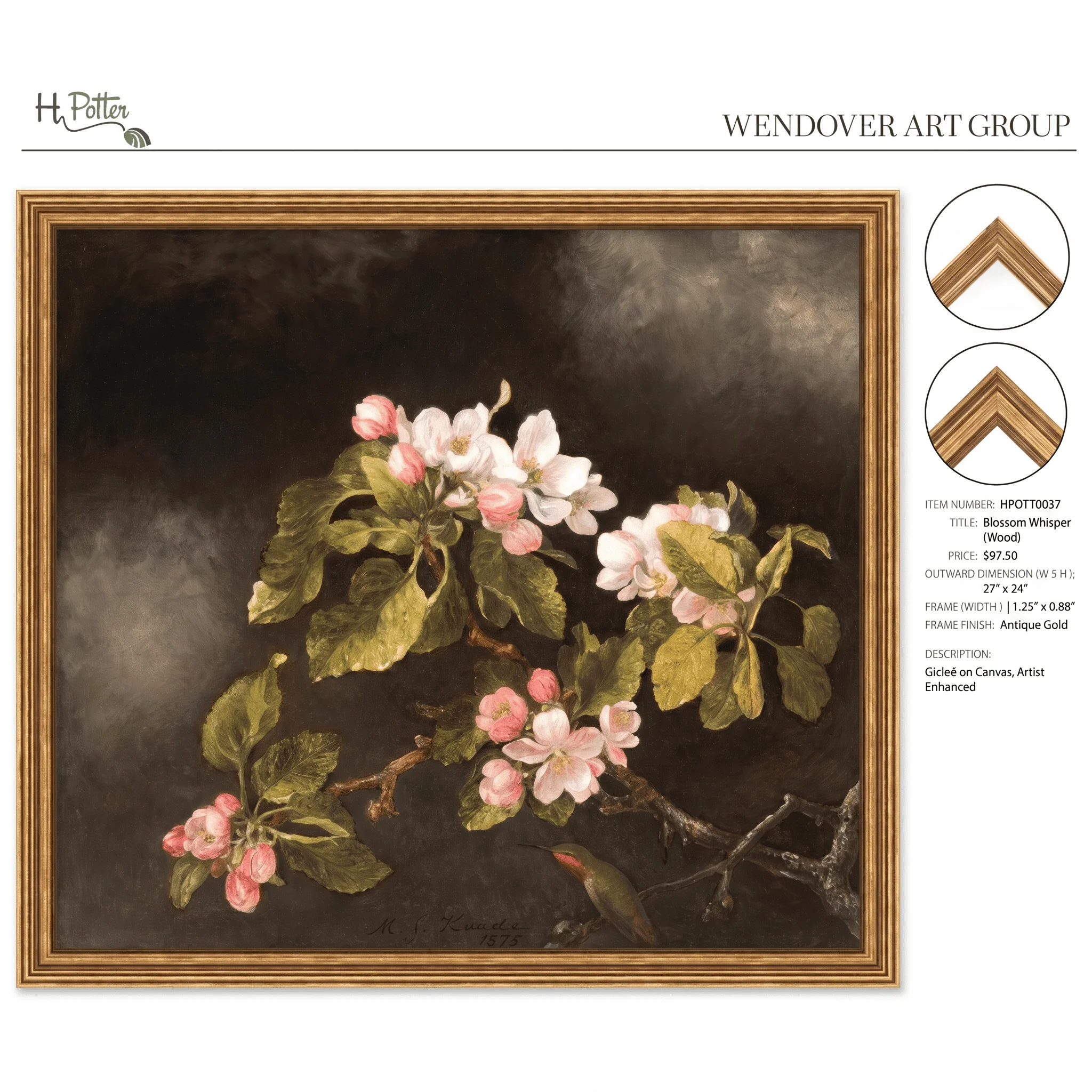 H Potter Blossom Whisper Canvas Wall Art - Image 3