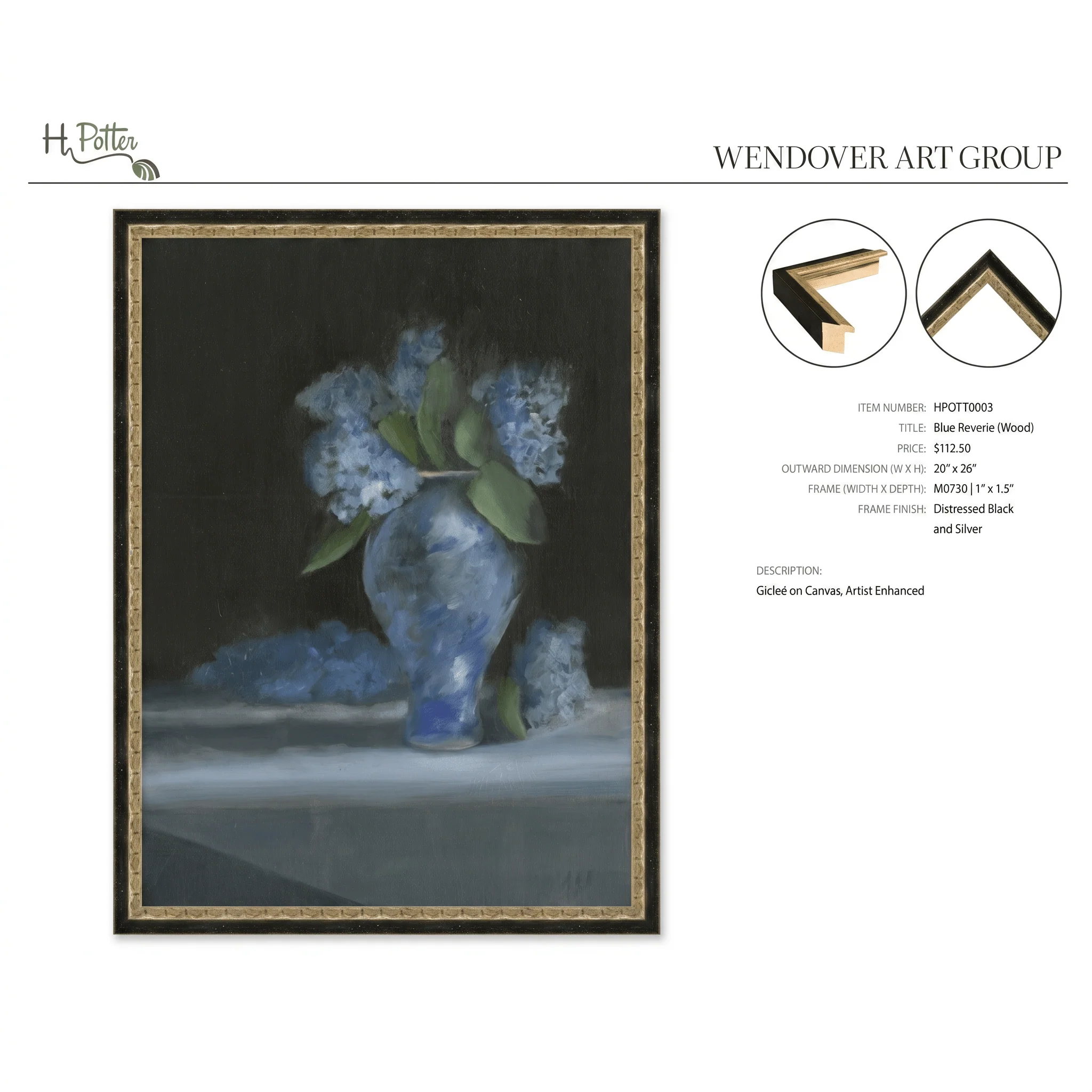 H Potter Blue Reverie Canvas Wall Art - Image 3