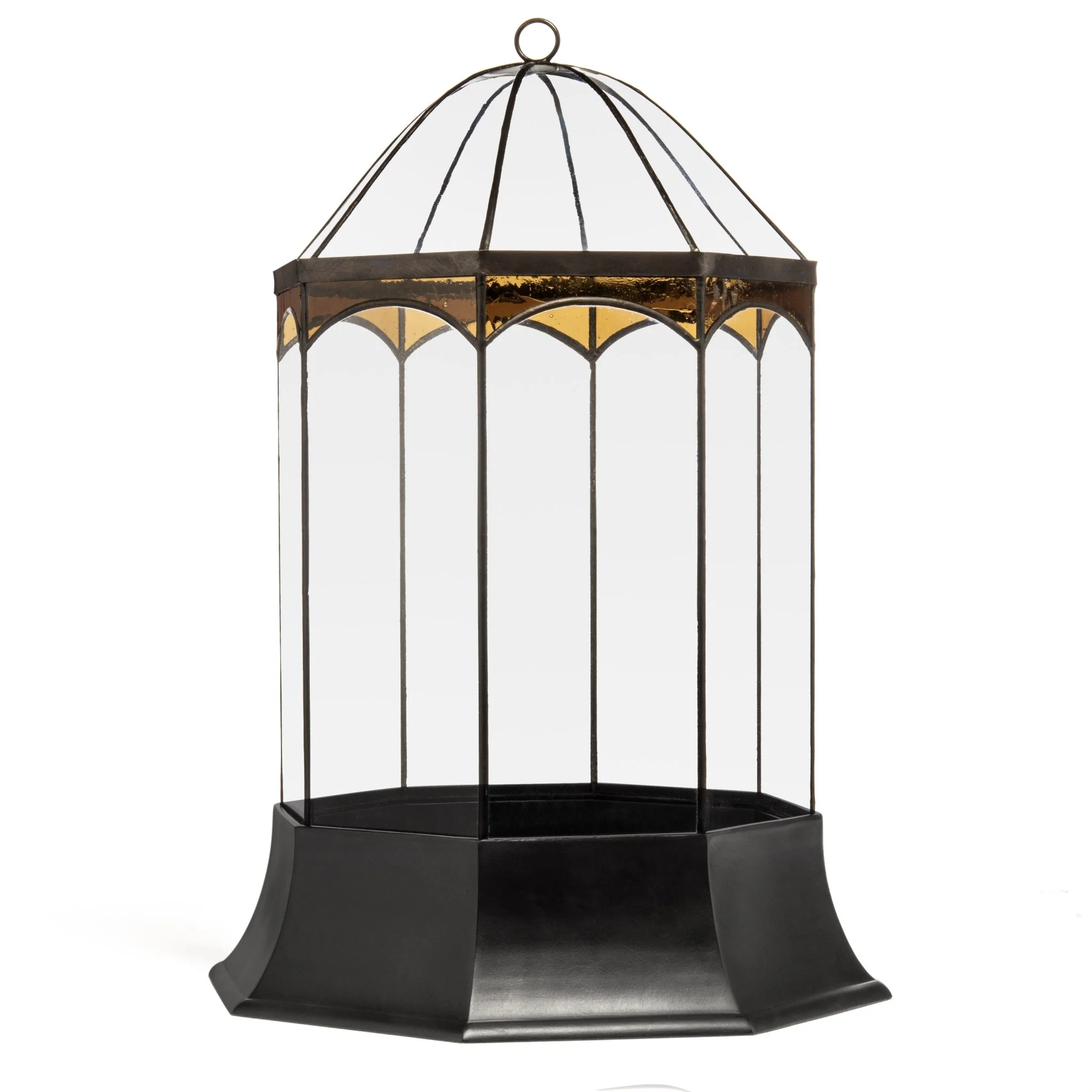 H Potter Eight Sided Terrarium Wardian Case with Curved Glass and Brown Accents Large - Image 13