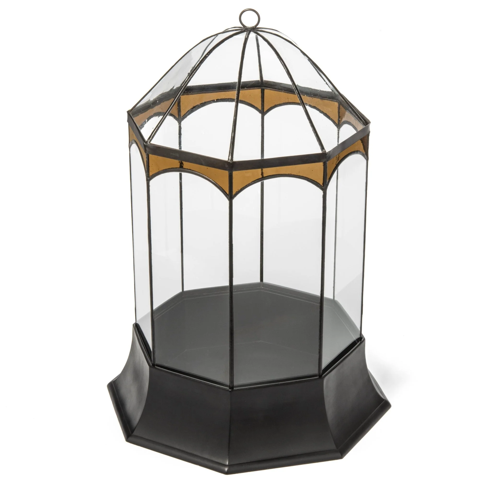 H Potter Eight Sided Terrarium Wardian Case with Curved Glass and Brown Accents Large - Image 9