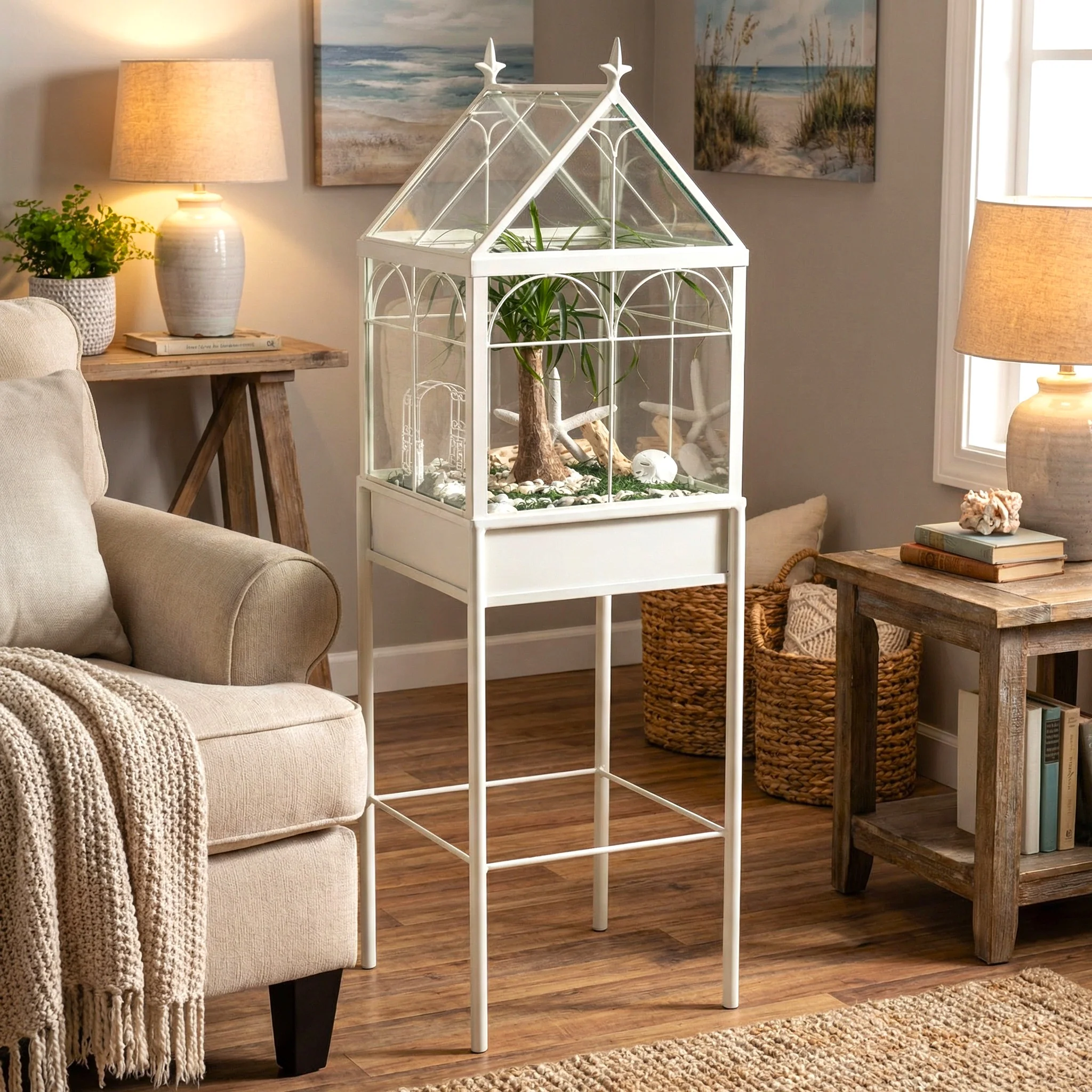H Potter Square Freestanding Wardian Case Terrarium HP504W