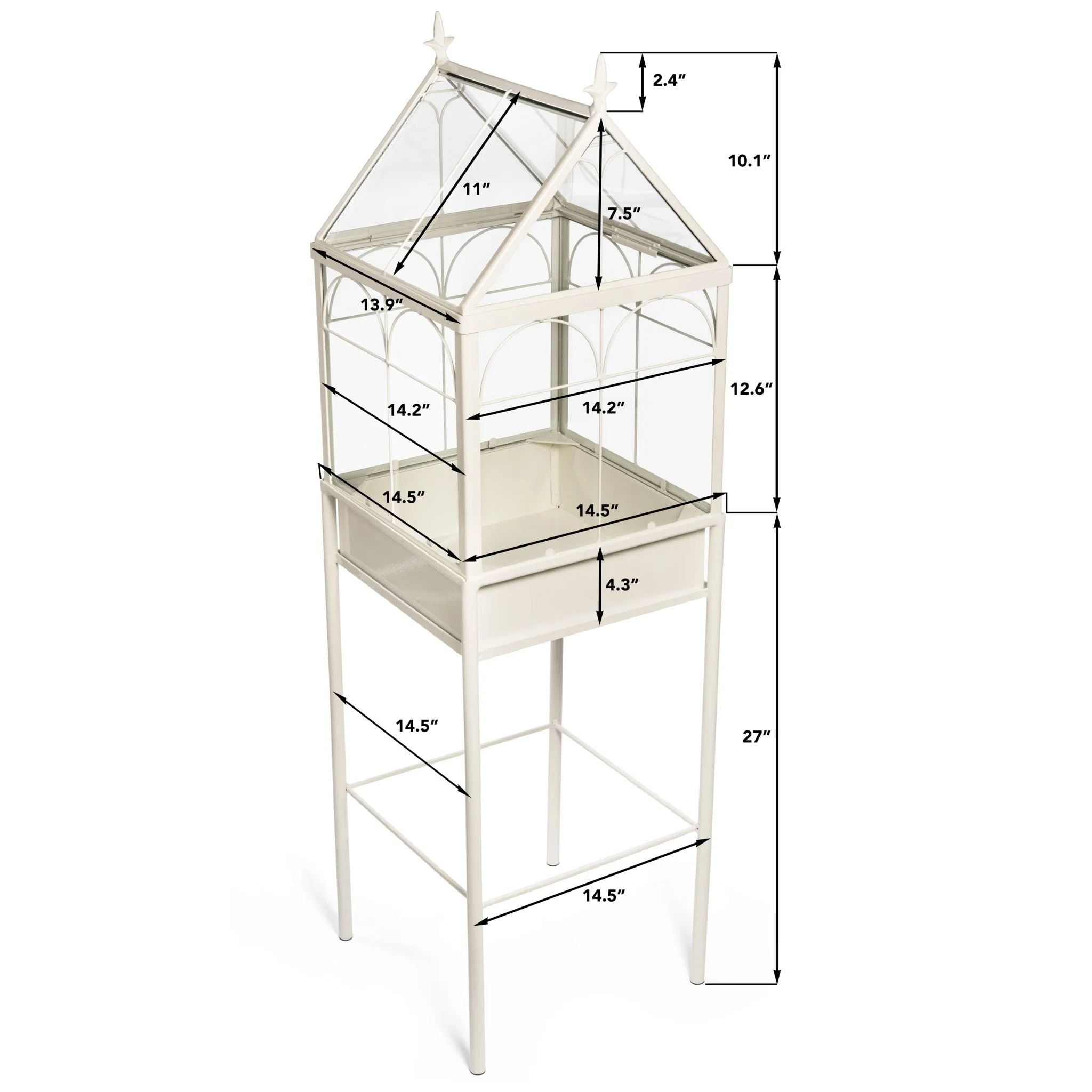 H Potter Square Freestanding Wardian Case Terrarium HP504W - Image 2