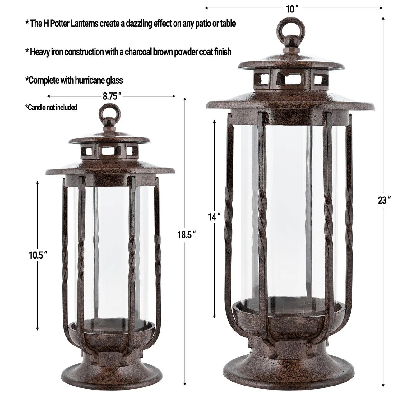 H Potter Lantern - 19" Decorative Hurricane Candle Holder Indoor Outdoor - Image 9