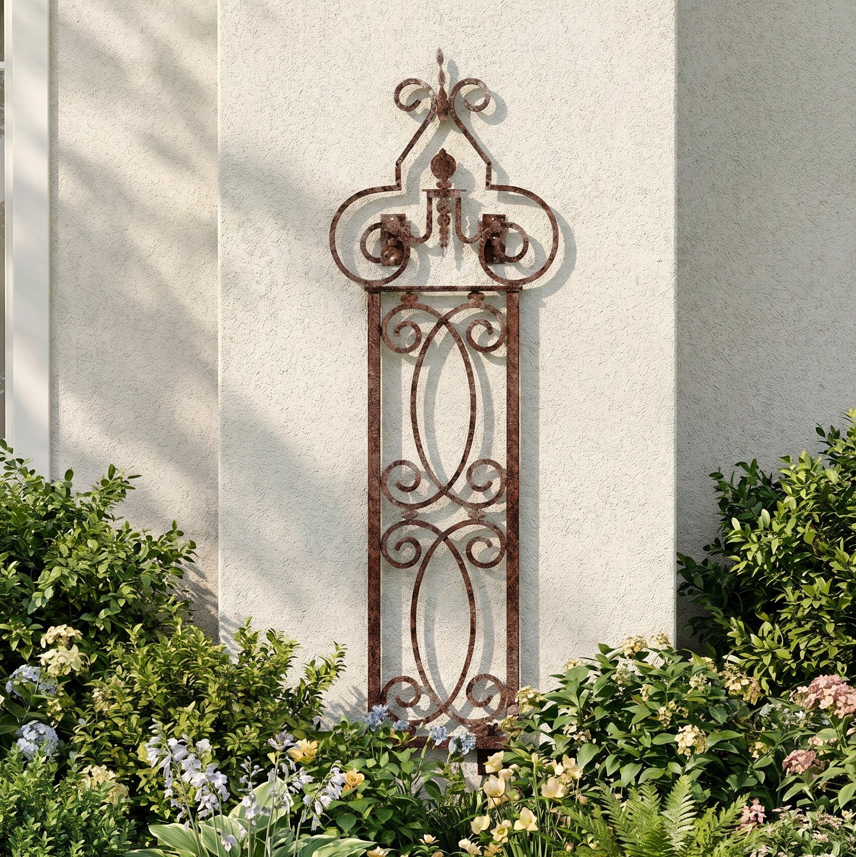 H Potter Heritage Scroll Garden Trellis – Metal Wall Trellis - Charcoal Brown