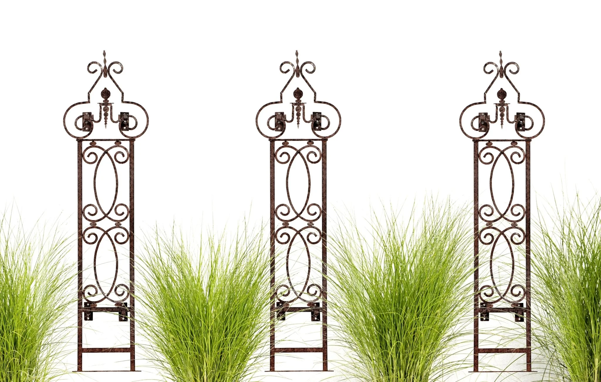 H Potter Heritage Scroll Garden Trellis Set of 3 – Metal Wall Trellises - Charcoal Brown