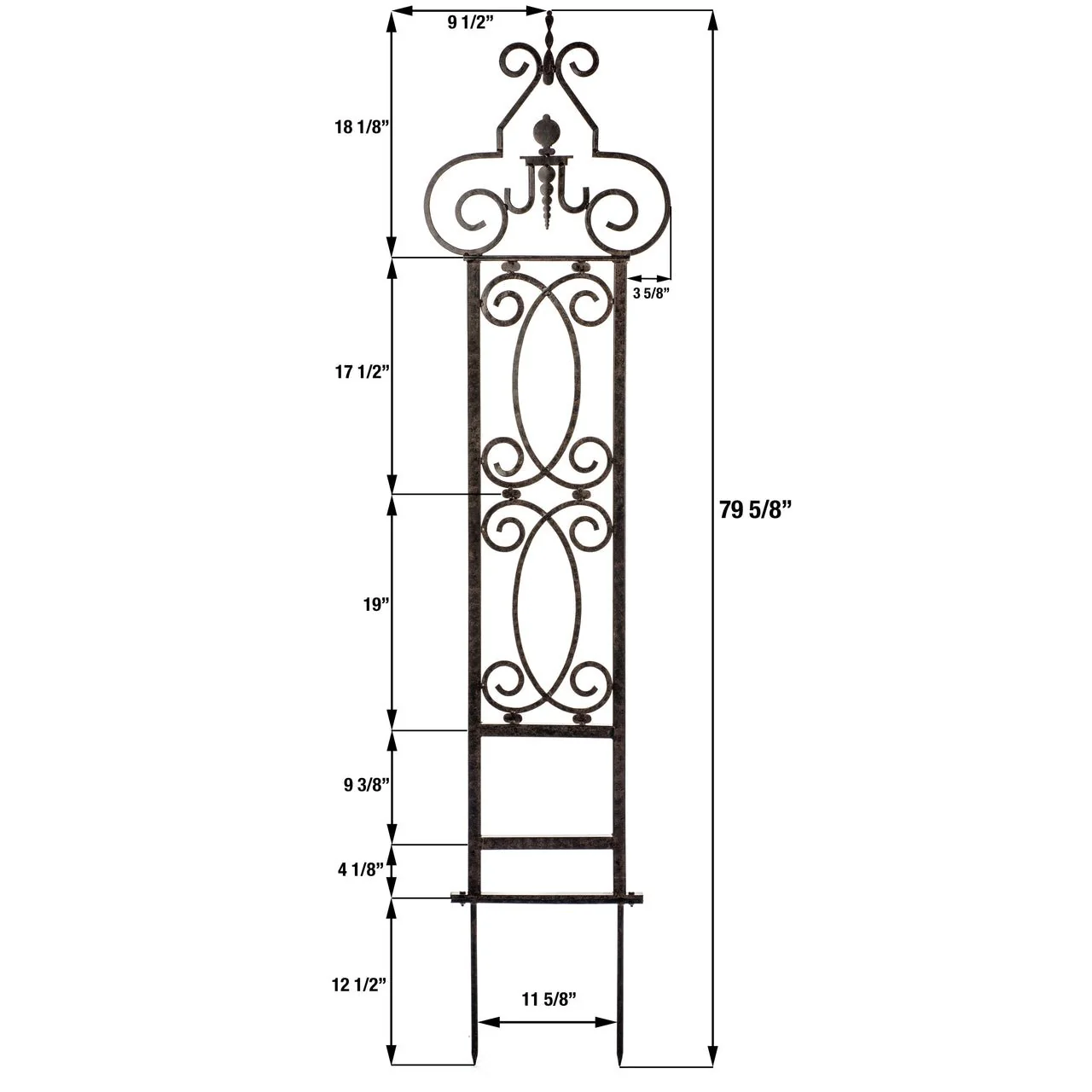 H Potter Heritage Scroll Garden Trellis Set of 3 – Metal Wall Trellises - Charcoal Brown - Image 2