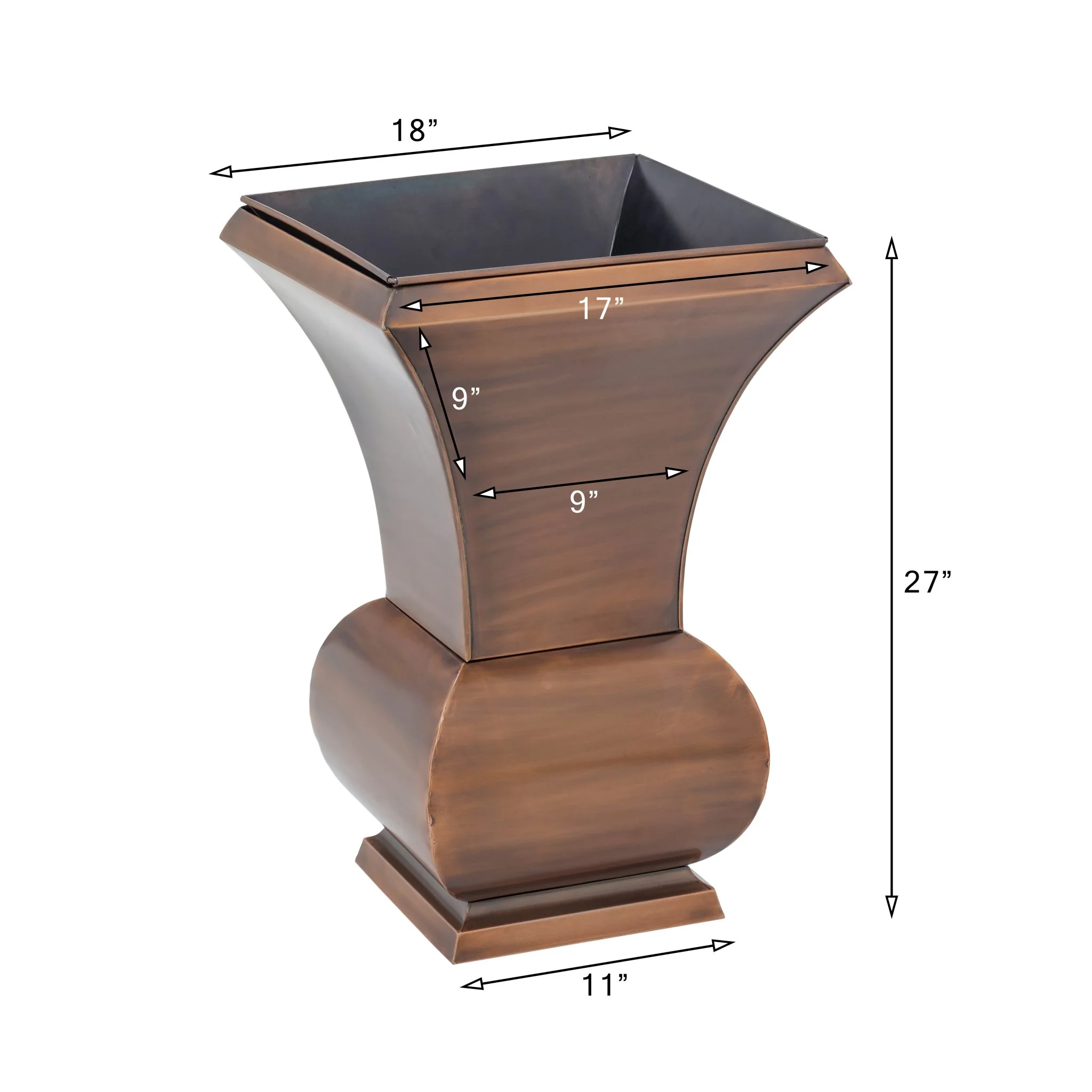 H Potter Biltmore Tall Copper Garden Urn Planter | 27" Indoor Outdoor Decorative Planter - Image 3