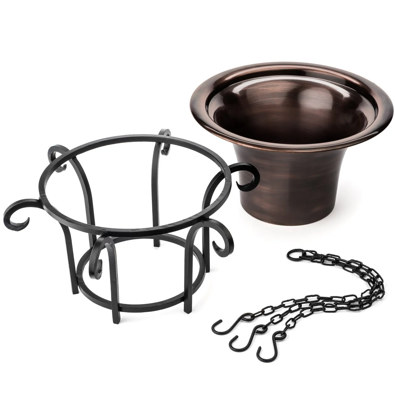 H Potter Architectural Scroll Hanging Copper Planter - Image 5