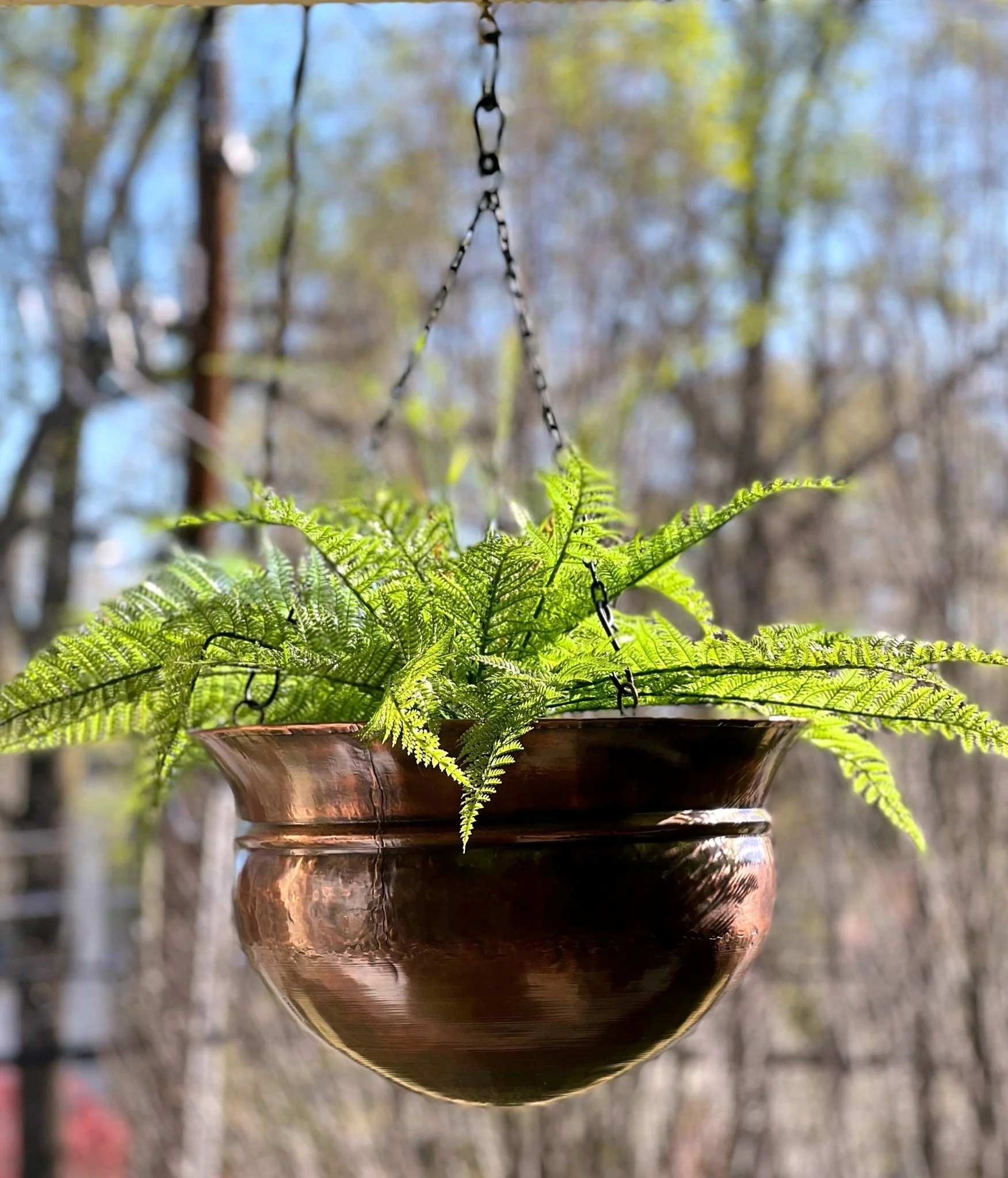 H Potter Artisan Hammered Brass Hanging Planter - Image 6