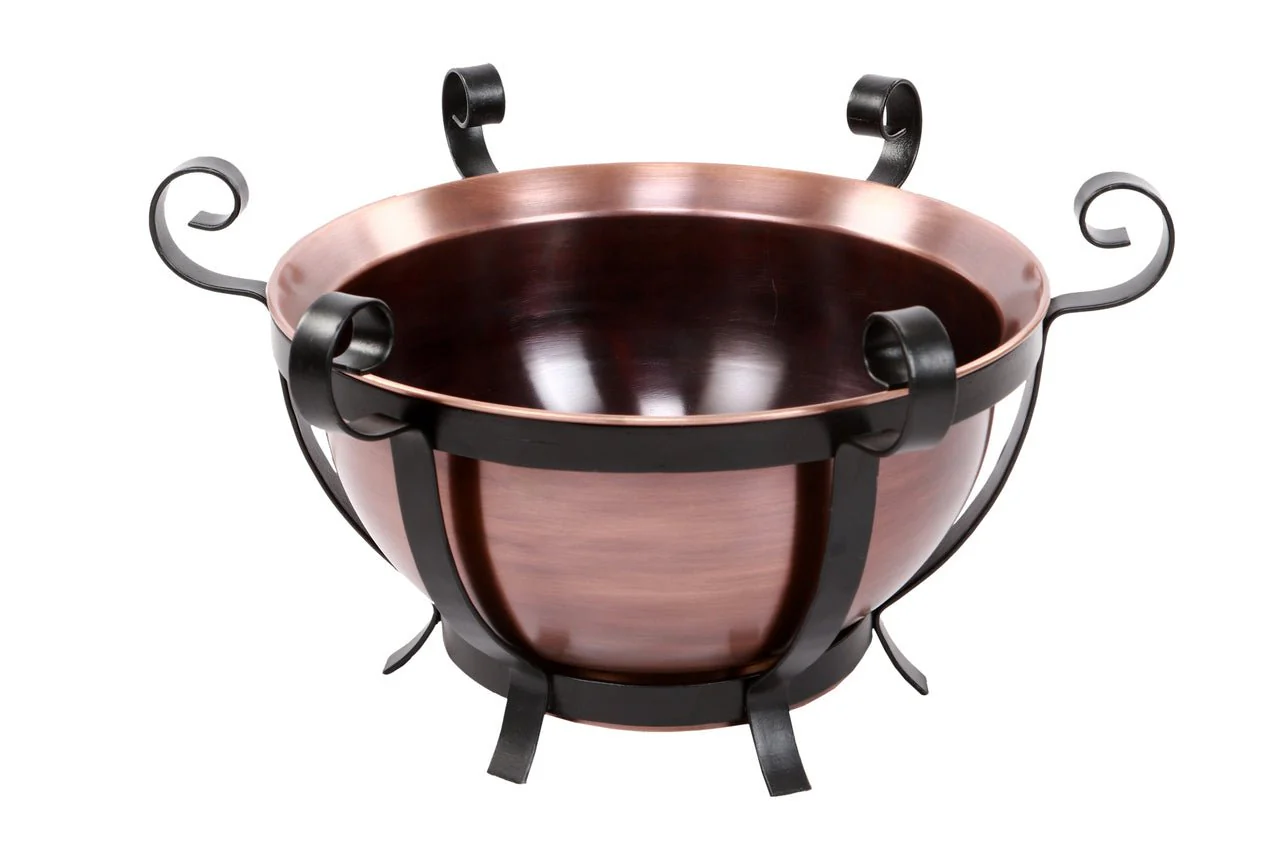 H Potter Traditional Round Copper Hanging Planter - Image 3