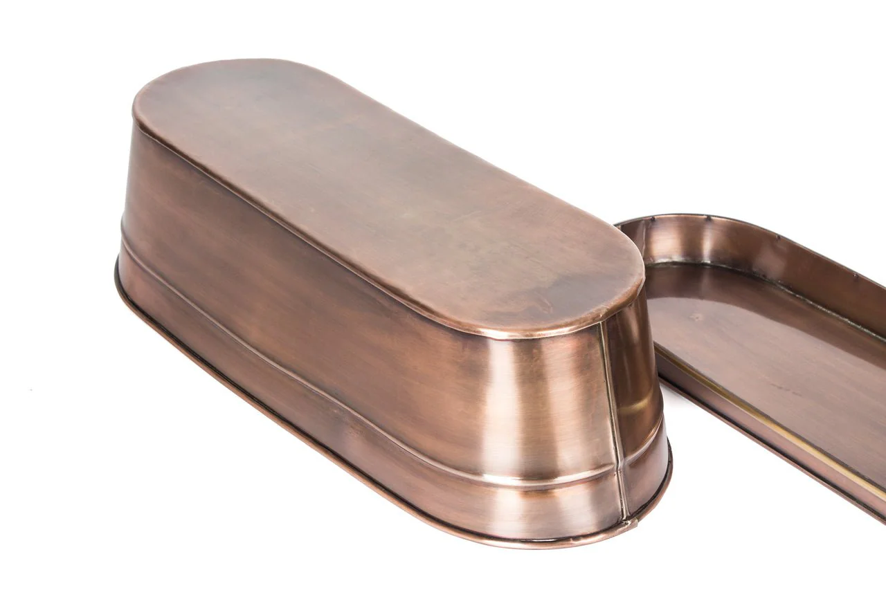 H Potter Tabletop Planter with Tray | Antique Copper Finish | Brass Accents - Image 4