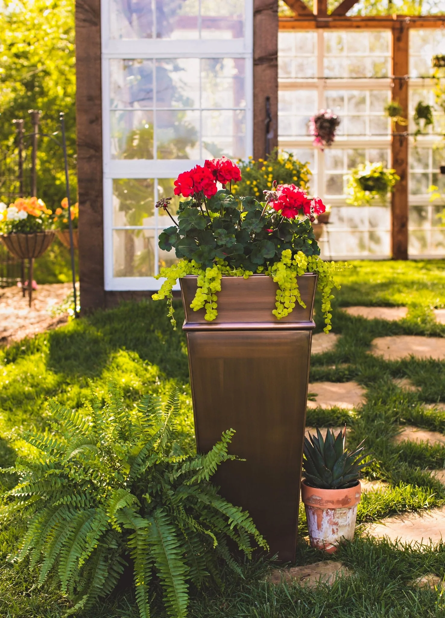 H Potter Carrington Tall Antique Copper Planter | 33" Tapered Indoor Outdoor Planter - Image 10
