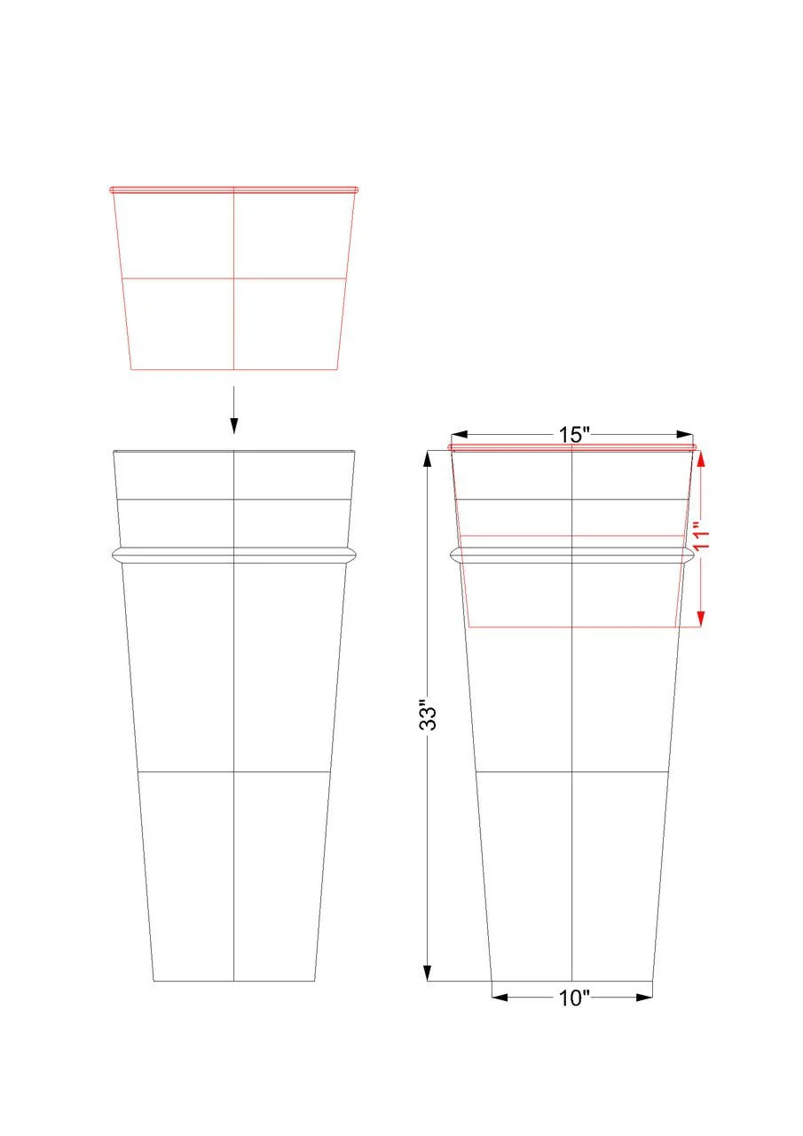 H Potter Carrington Tall Antique Copper Planter | 33" Tapered Indoor Outdoor Planter - Image 11