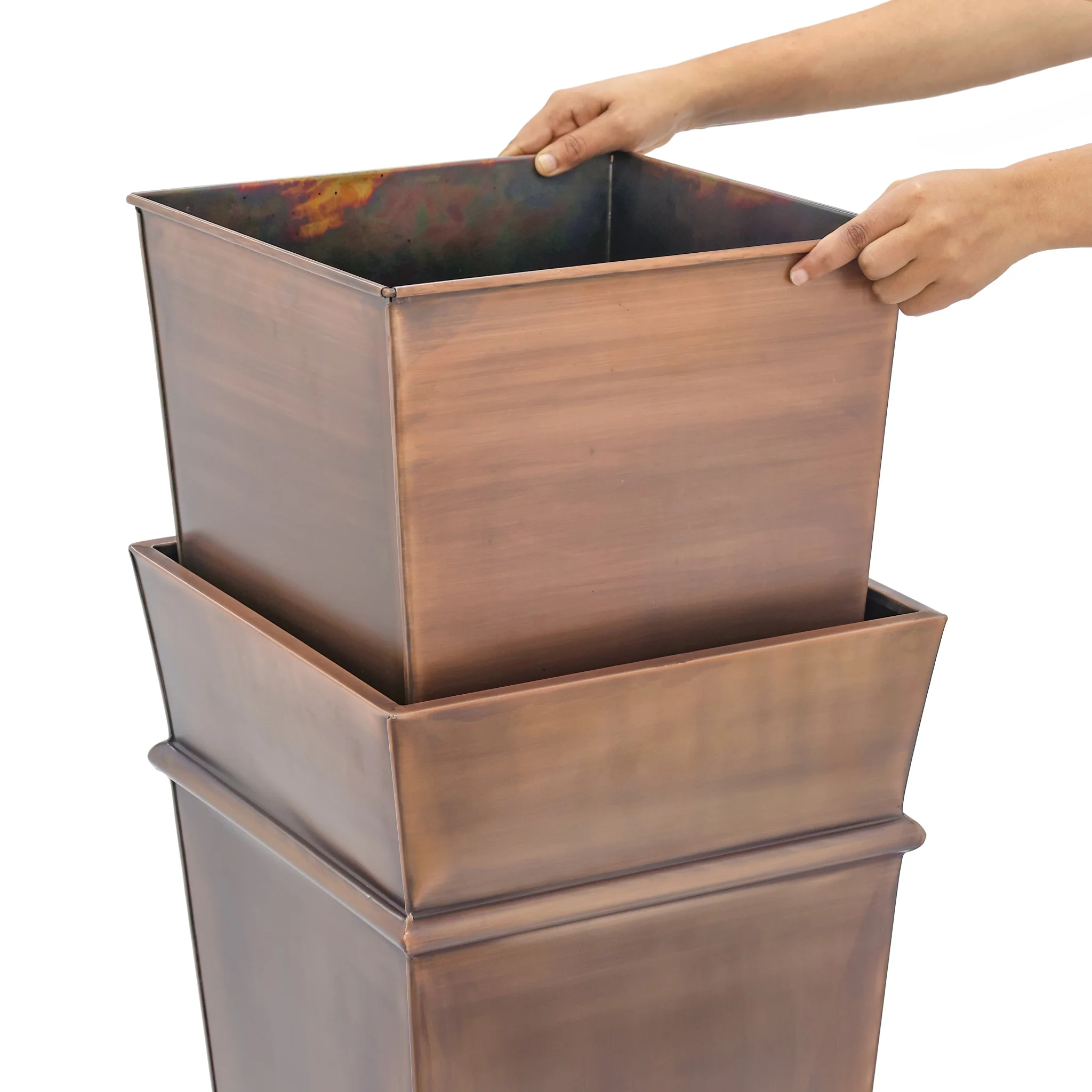 H Potter Carrington Tall Antique Copper Planter | 33" Tapered Indoor Outdoor Planter - Image 6