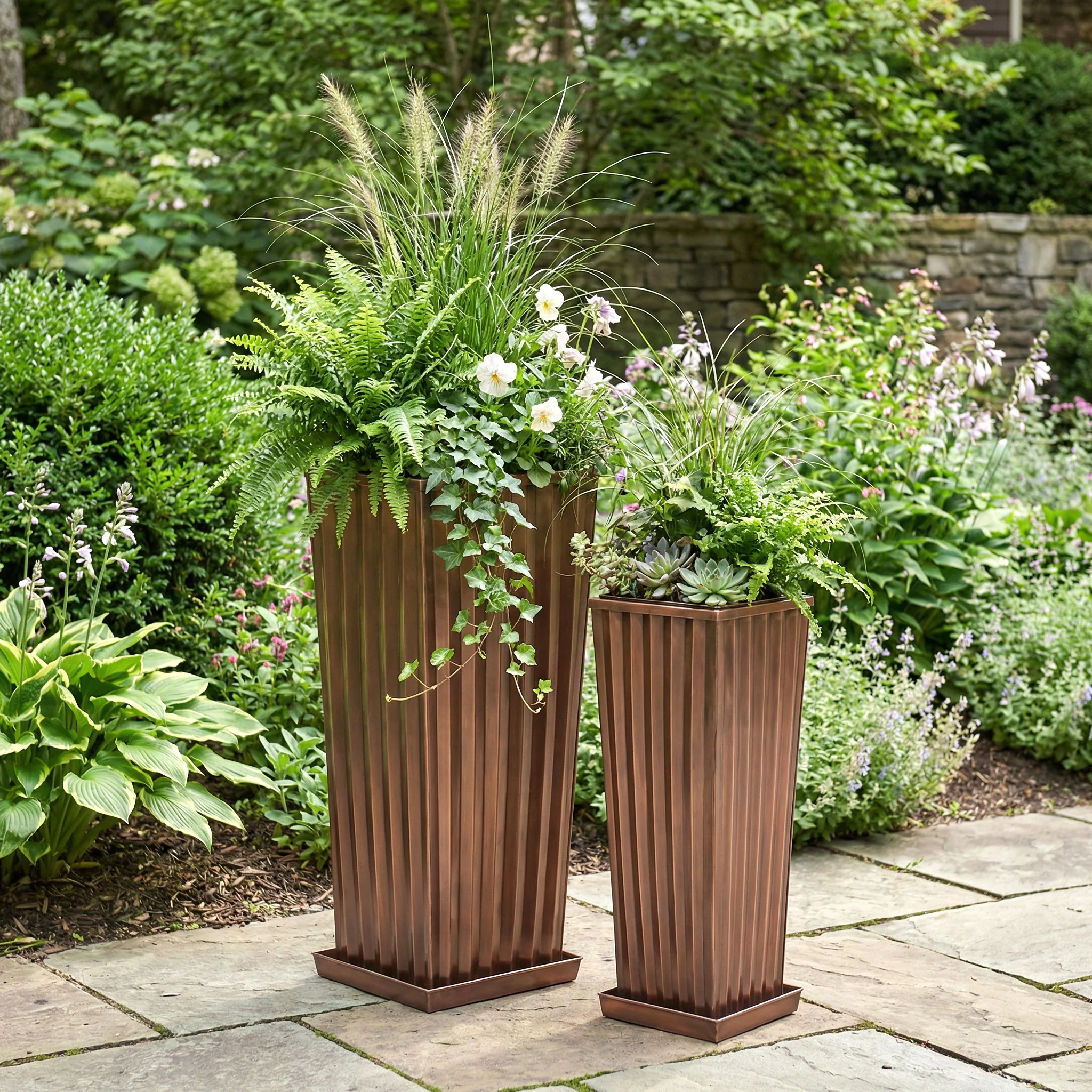 H Potter Ribbed Planter Set GAR546SET - Image 4