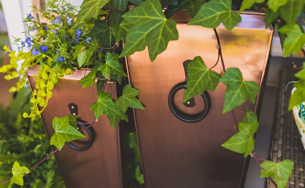 H Potter Santa Fe Tall Planter Set | Antique Copper Indoor Outdoor Planters - Image 7