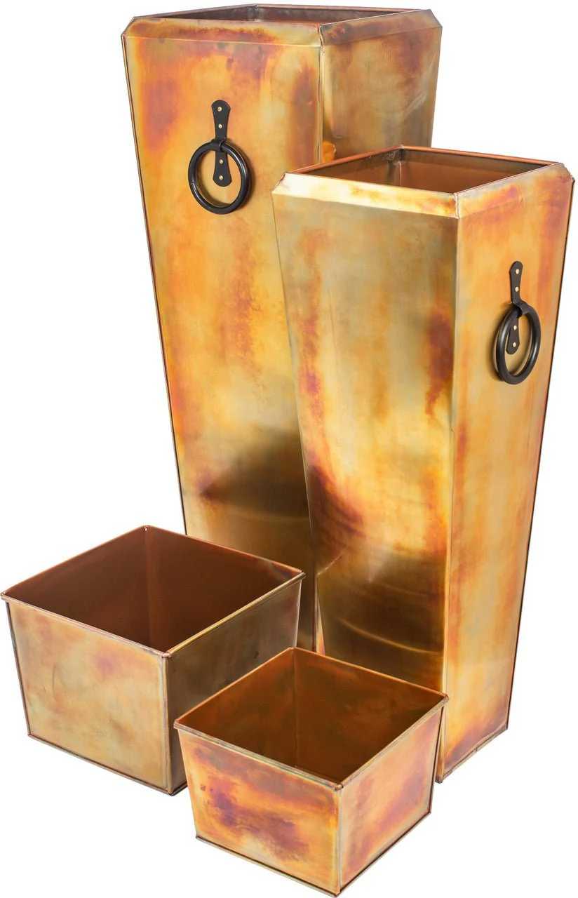 H Potter Santa Fe Tall Planter Set | Rustic Copper Indoor Outdoor Planters - Image 9