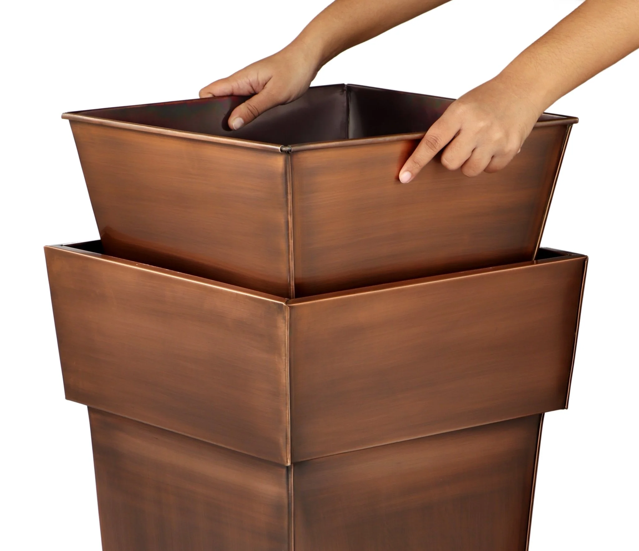 H Potter Waverly Tall Square Copper Planter 36.5 Inch – Indoor Outdoor Entryway Planter - Image 4