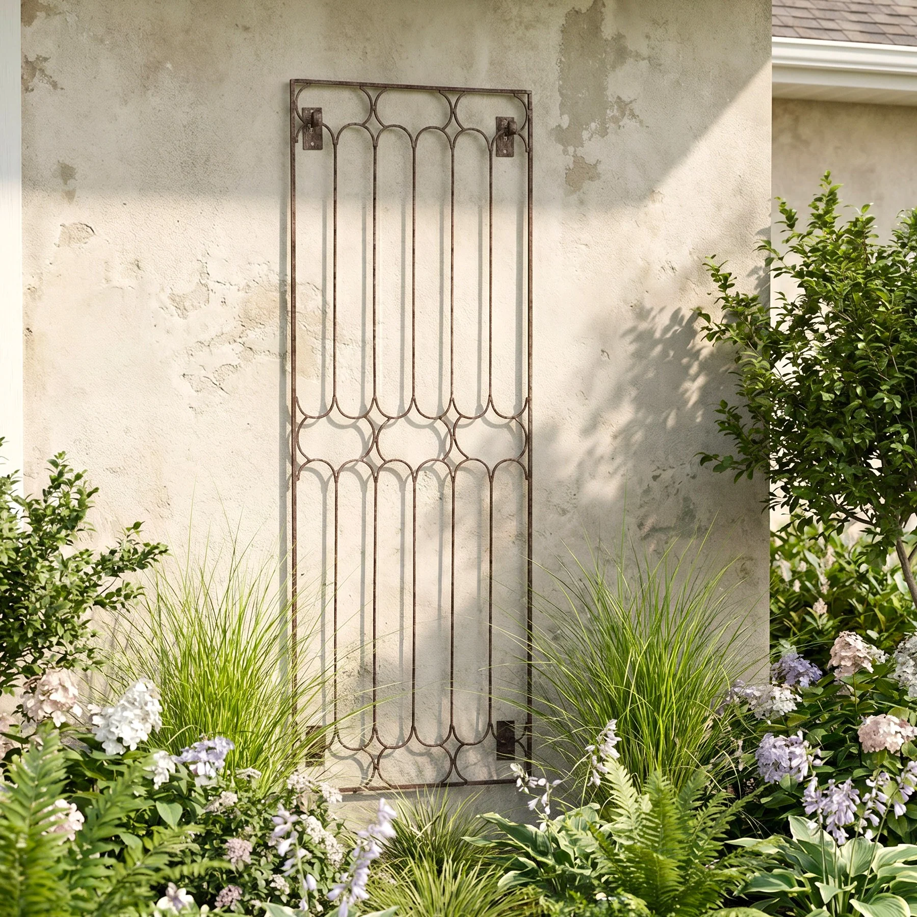 H Potter Carlisle Wall Trellis – 69" Tall Iron Garden Screen - Charcoal Brown