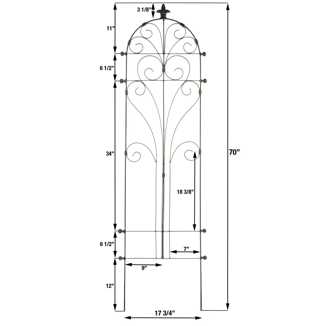 H Potter Italian Wall Trellis - Iron Garden Screens -  68" Tall - Image 5