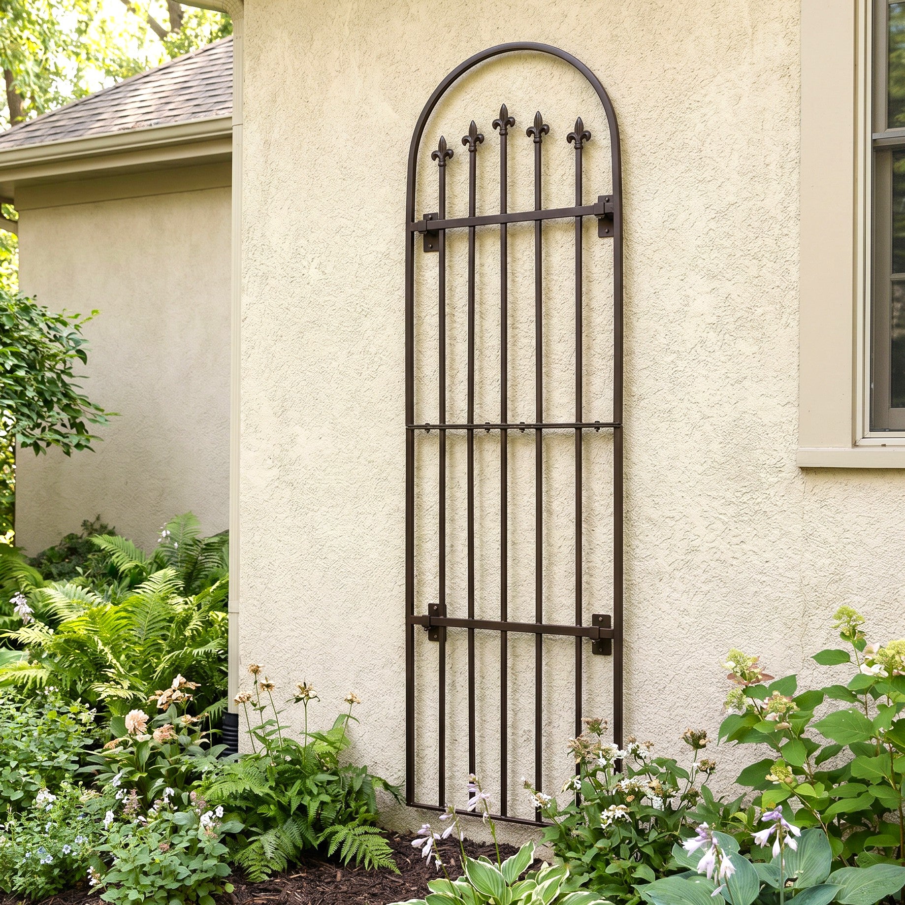H Potter Verona Garden Wall Trellis – Heavy Duty Metal - Black Finish - 80.75" Tall