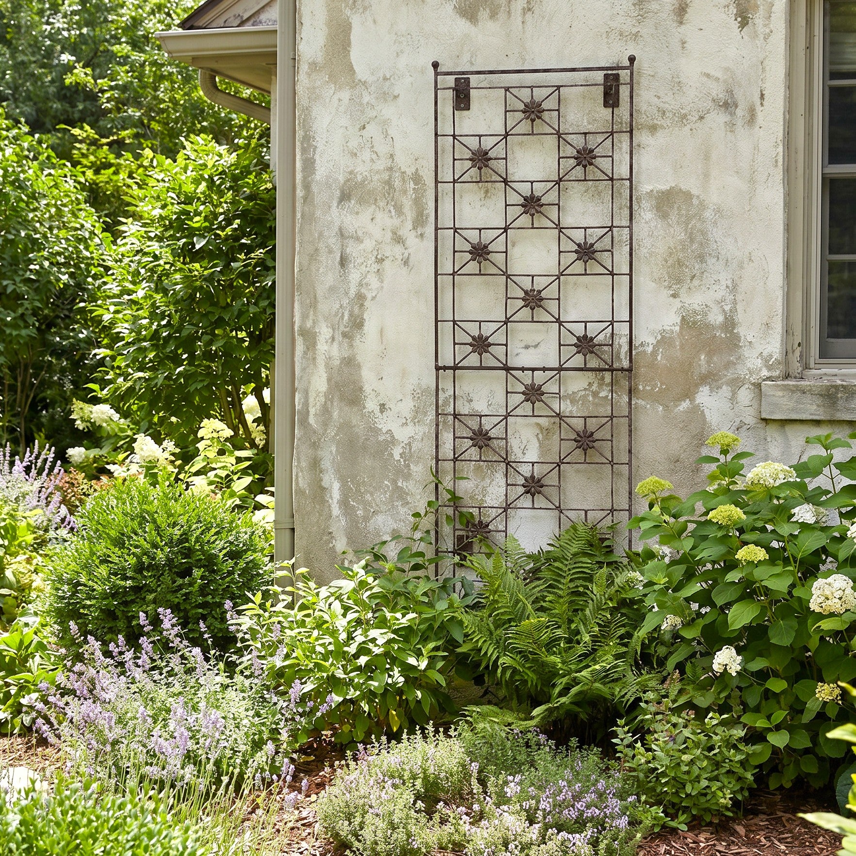 H Potter Delaney Wall Trellis – 69" Tall Charcoal Brown - Iron Garden Screen