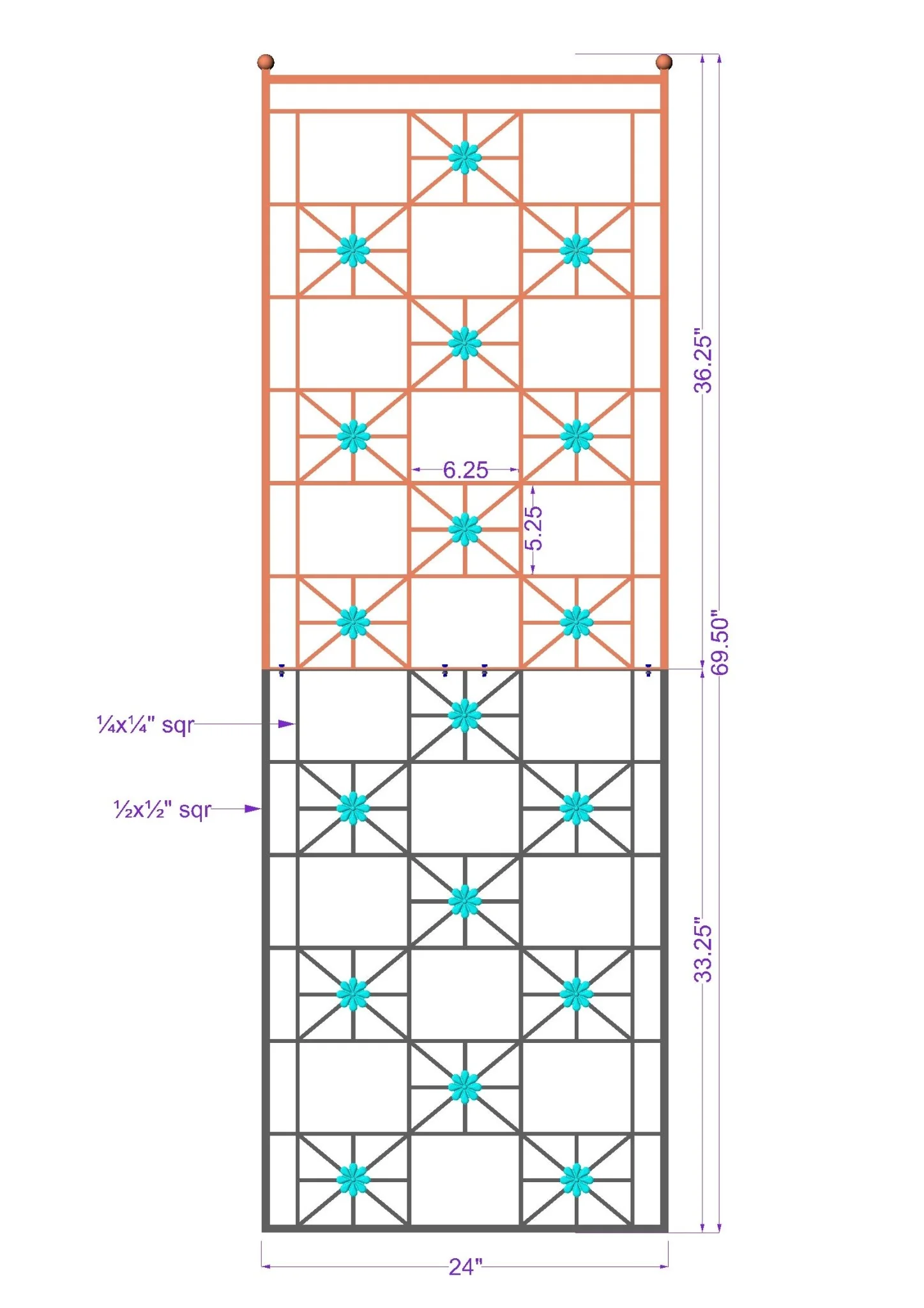 H Potter Delaney Wall Trellis – 69" Tall Charcoal Brown - Iron Garden Screen - Image 3