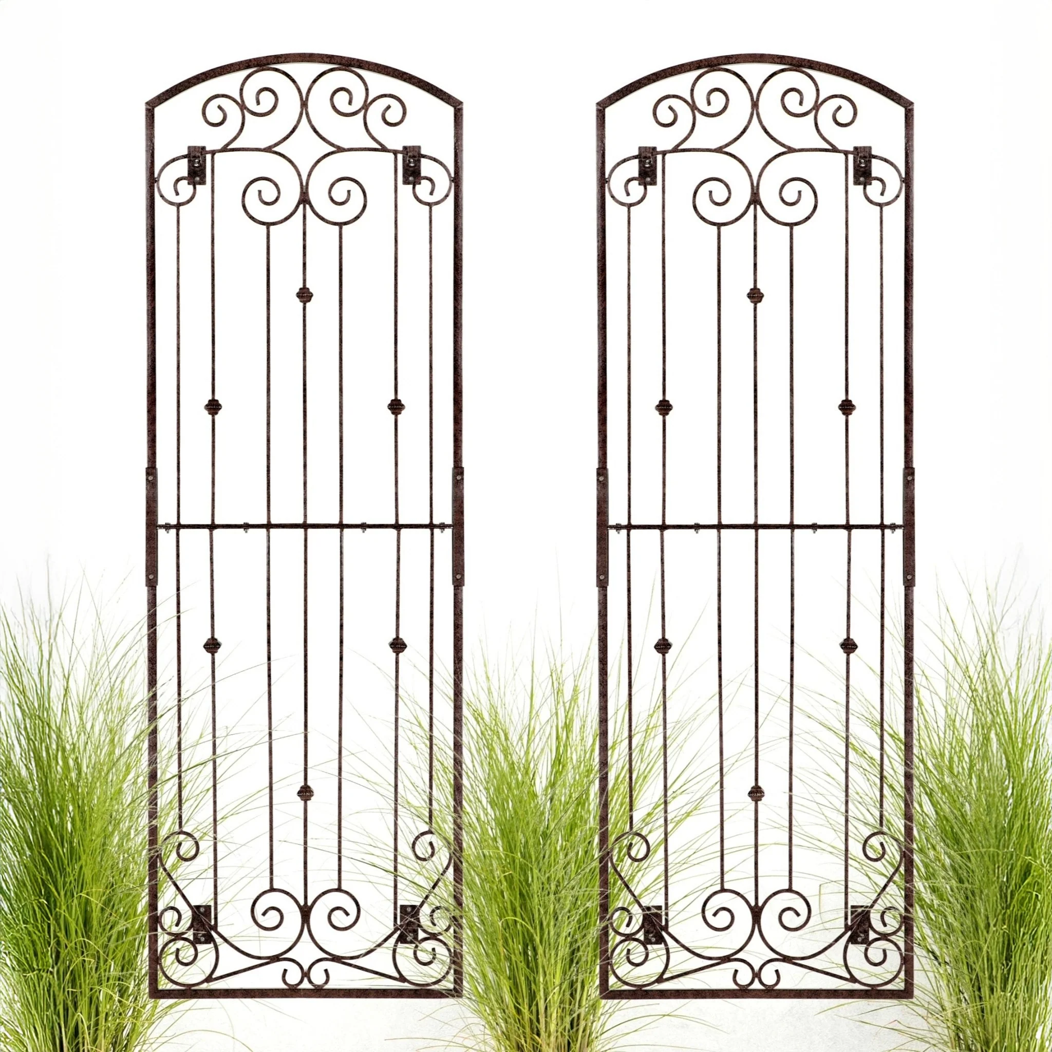 H Potter Lenox Estate Wall Trellis - Set of 2 – 8 ft Tall Iron Garden Screens - Charcoal Brown - Image 5