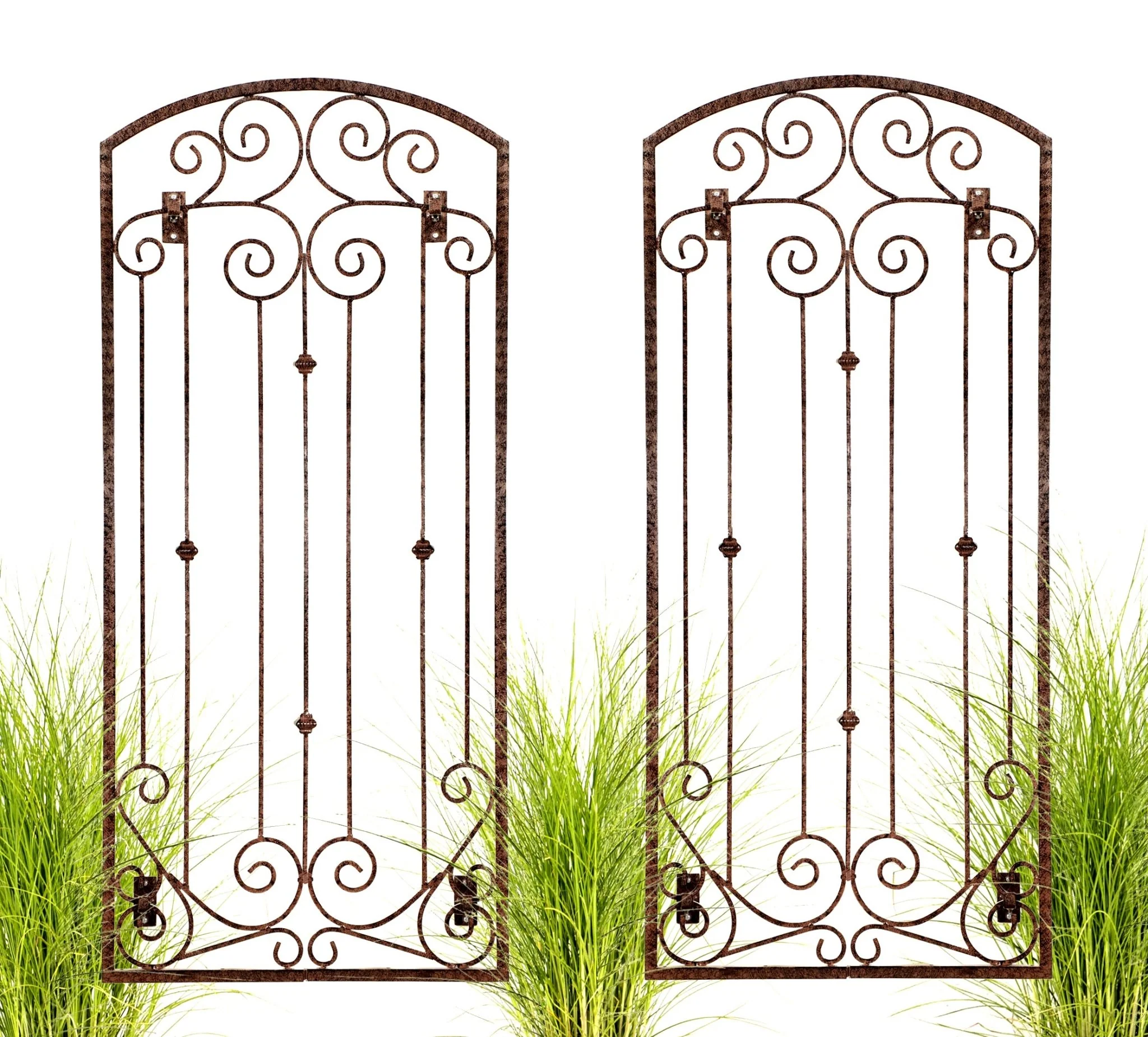 H Potter Lenox Estate Wall Trellis - Set of 2 – 6 ft Tall Iron Garden Screens - Charcoal Brown - Image 2