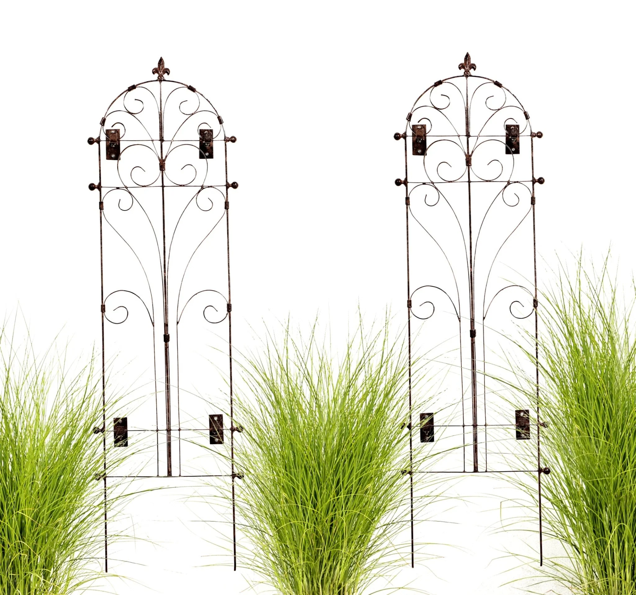 H Potter Italian Wall Trellis - Set of 2 - Iron Garden Screens - 68" Tall