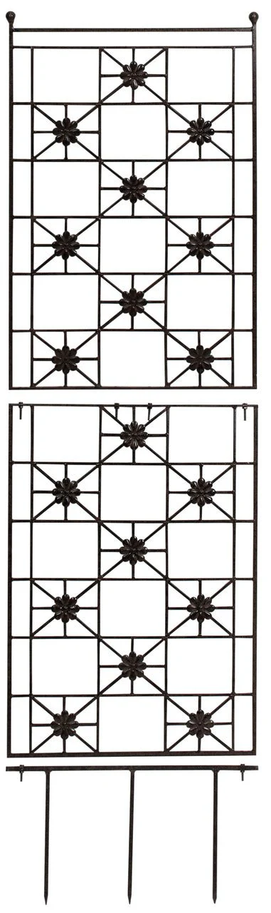 H Potter Delaney Wall Trellis - Set of 2 – 69" Tall Charcoal Brown - Iron Garden Screen - Image 12