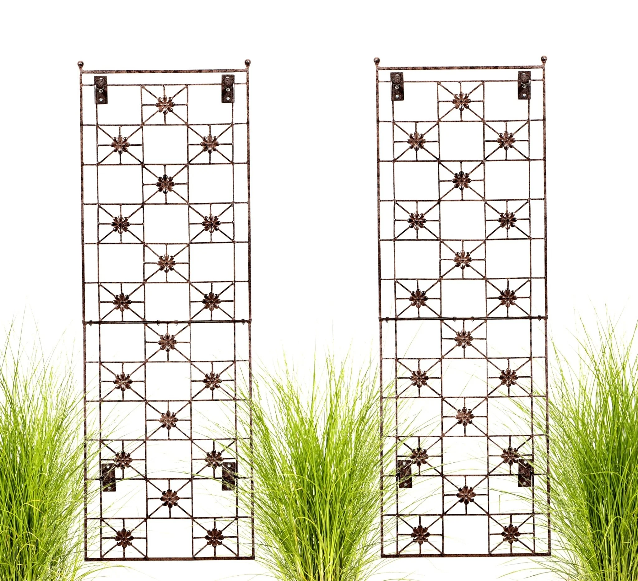 H Potter Delaney Wall Trellis - Set of 2 – 69" Tall Charcoal Brown - Iron Garden Screen - Image 2