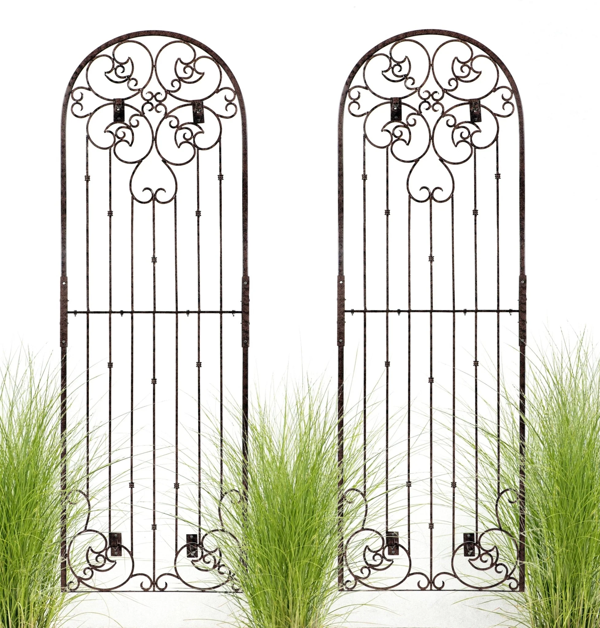 H Potter Legacy Wall Trellis - Set of 2 – 8 Ft Tall Iron Garden Screen - Charcoal Brown