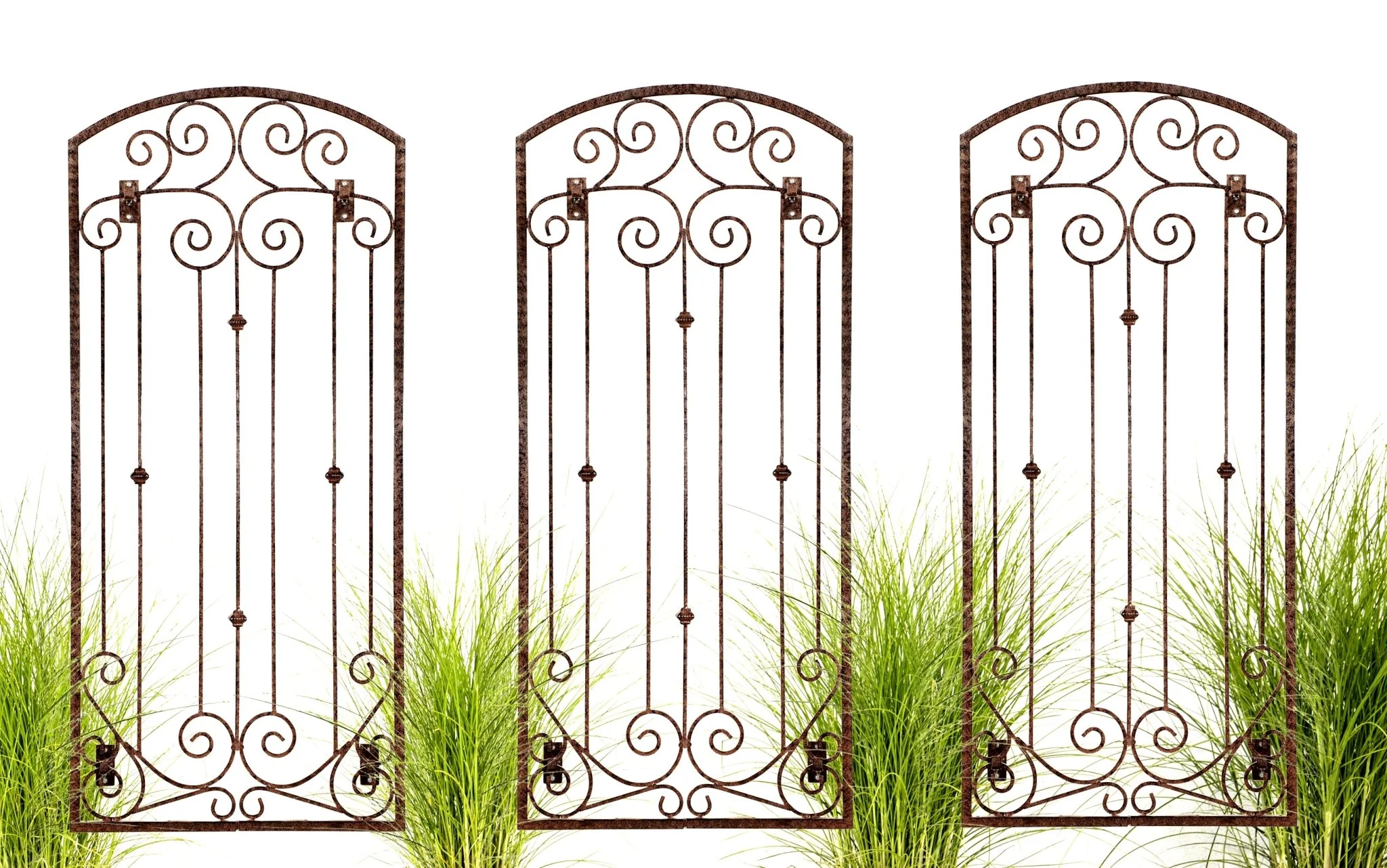 H Potter Lenox Estate Wall Trellis - Set of 3 – 6 Ft Tall Iron Garden Screens - Charcoal Brown - Image 2