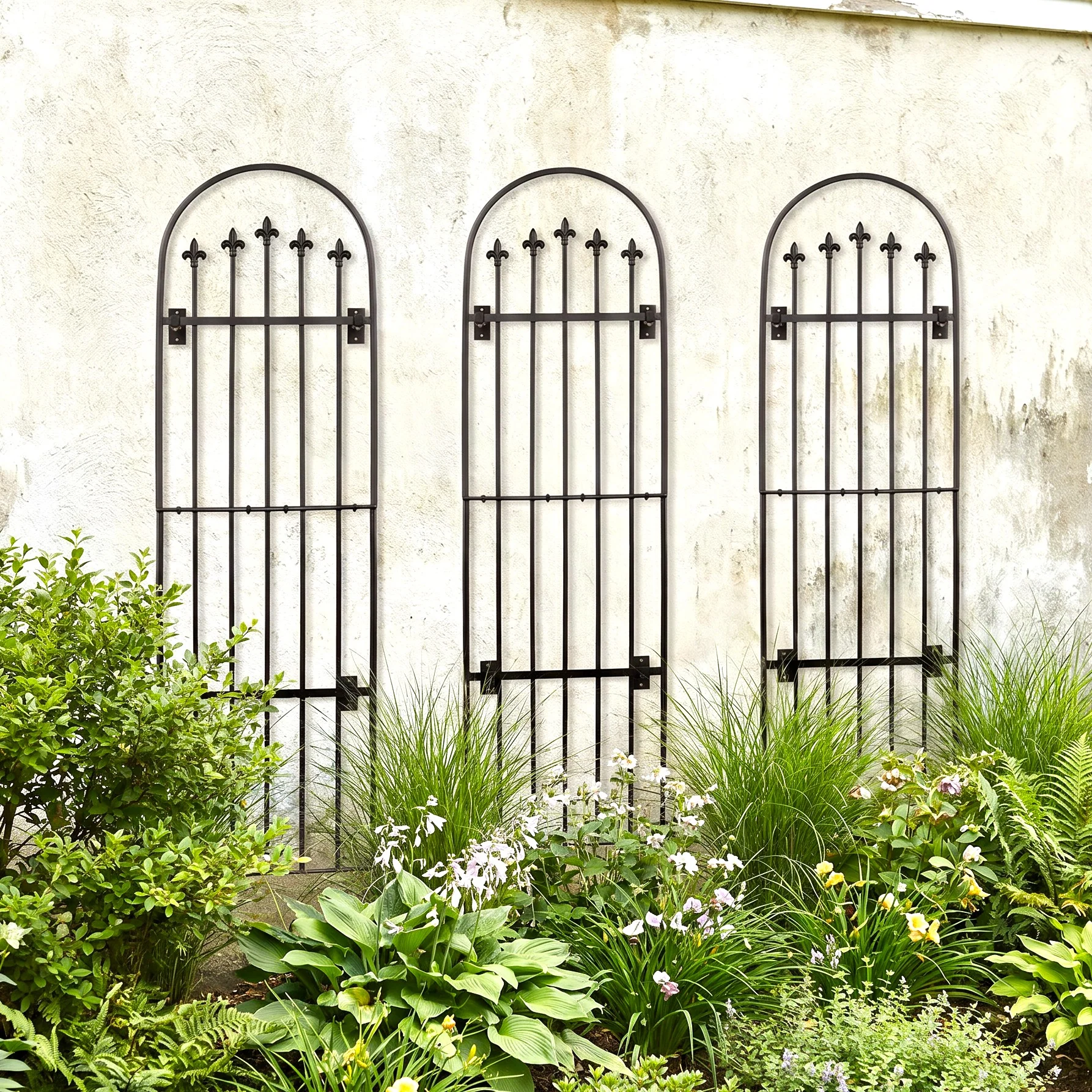H Potter Verona Garden Wall Trellis - Set of 3 – Black Finish - 80.75" Tall