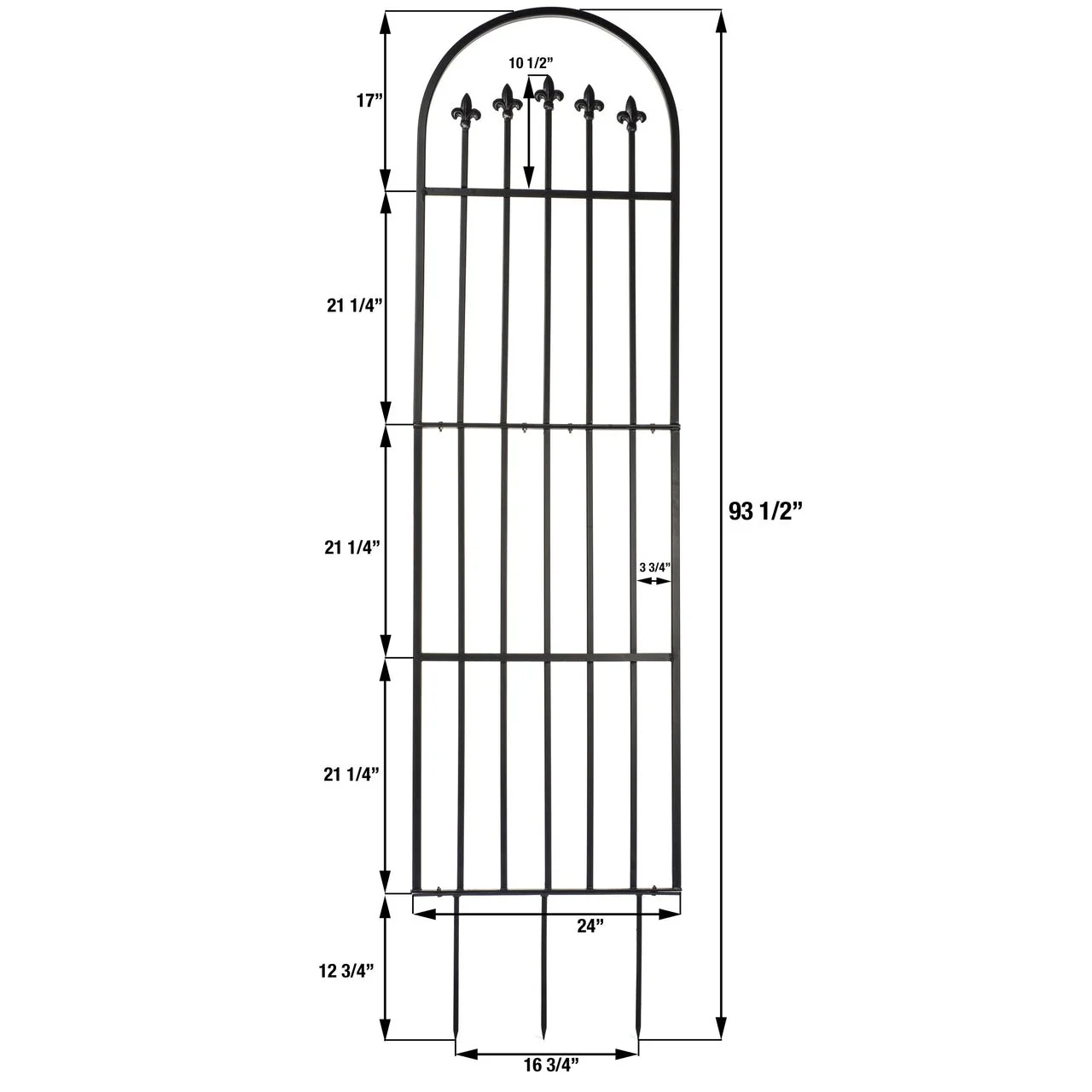 H Potter Verona Garden Wall Trellis - Set of 3 – Black Finish - 80.75" Tall - Image 2