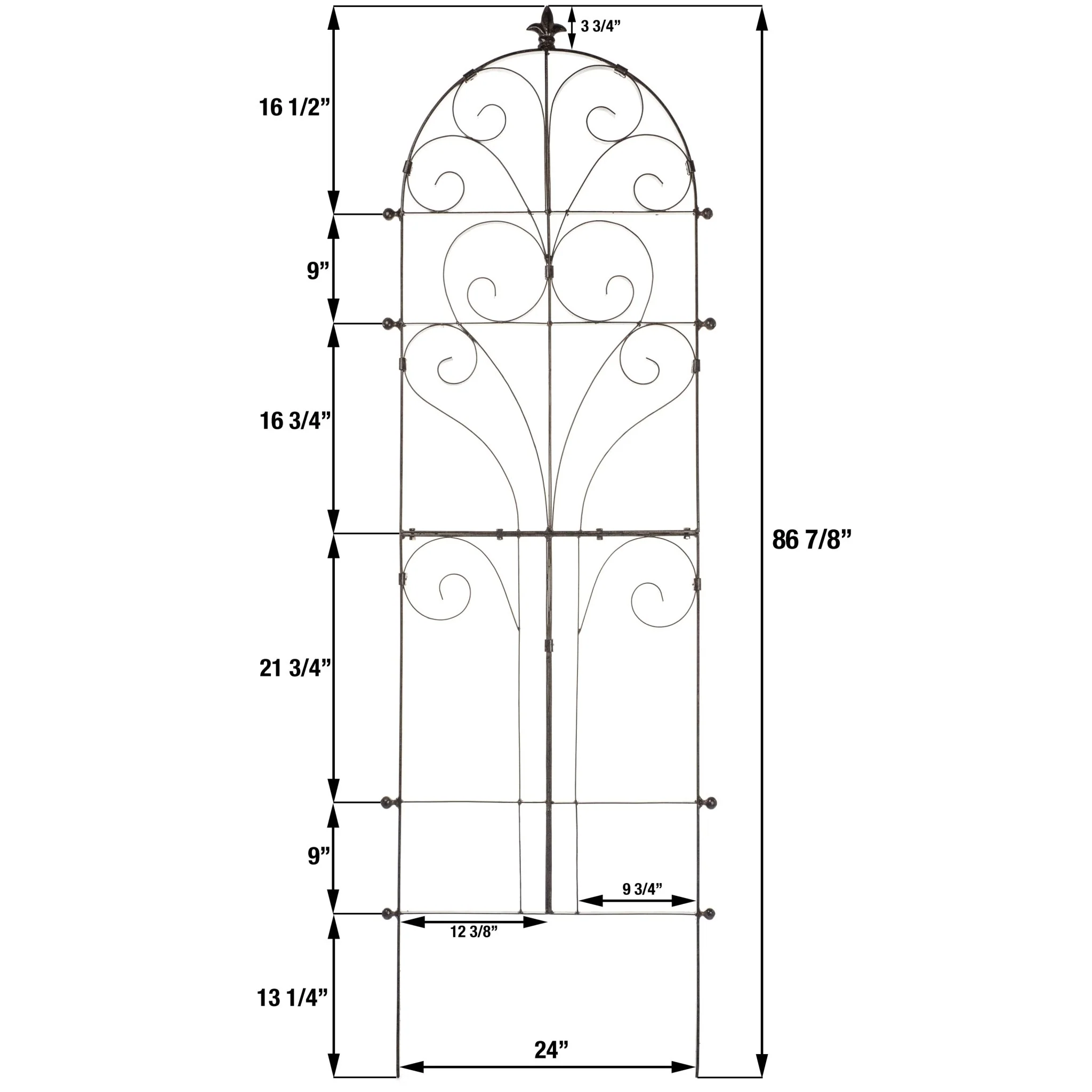 H Potter Large Italian Wall Trellis - Set of 3 - Iron Garden Screens -  74" Tall - Image 3