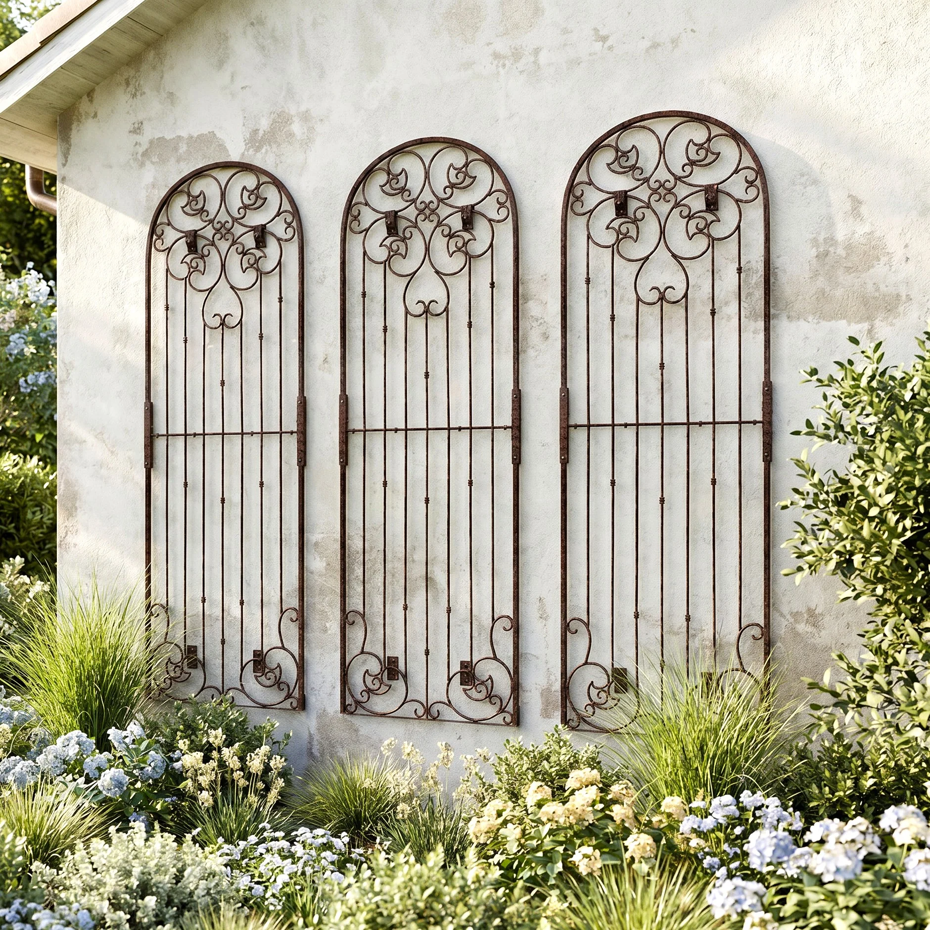 H Potter Legacy Wall Trellis - Set of 3 – 8 Ft Tall Iron Garden Screen - Charcoal Brown