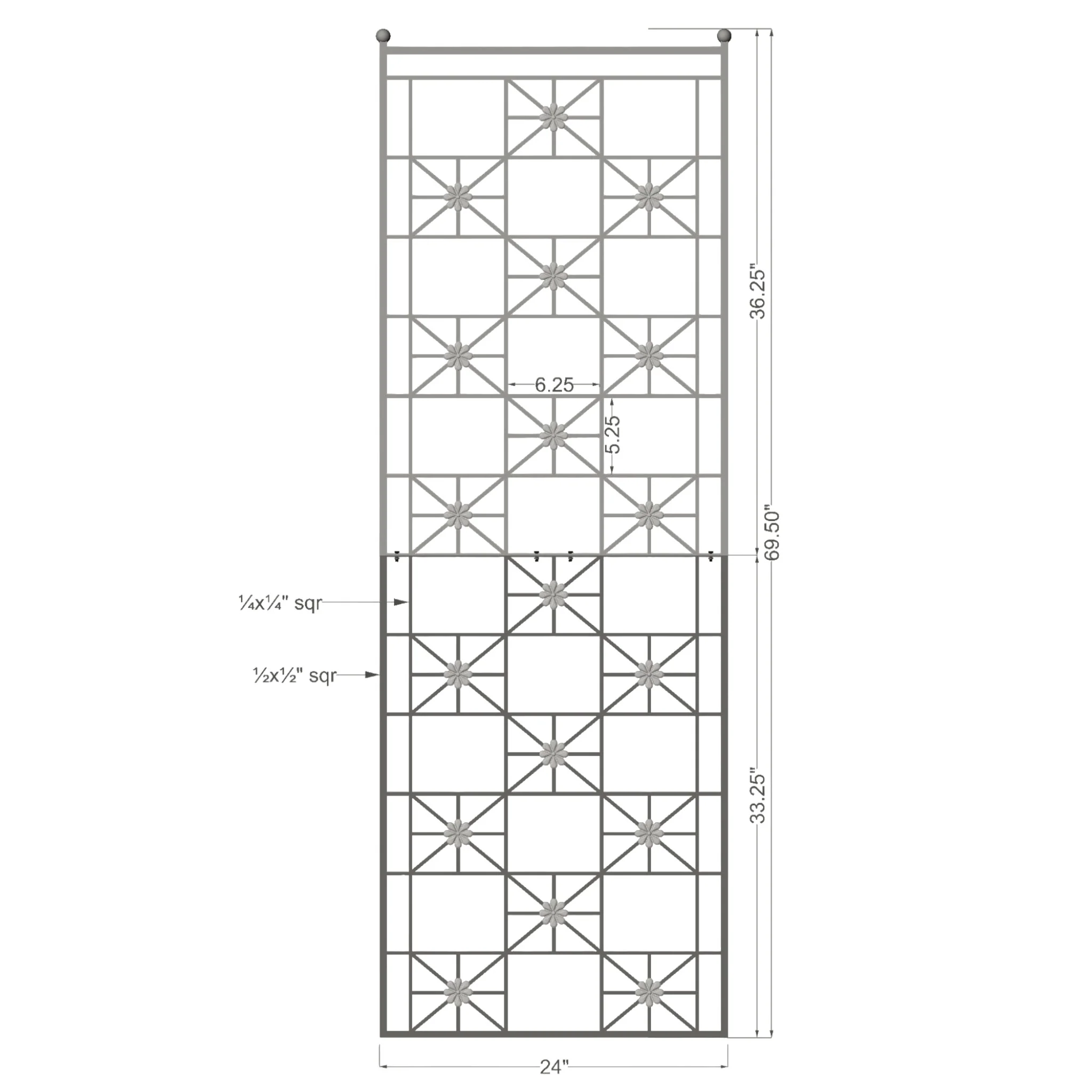H Potter Delaney Freestanding Trellis – 69" Tall Charcoal Brown - Iron Garden Screen - Image 3