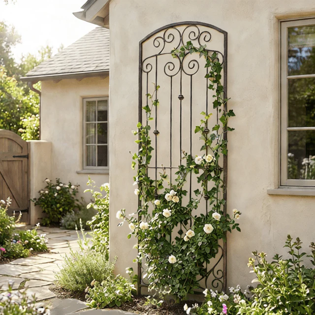 H Potter Lenox Estate Trellis - 8ft Tall Iron Garden Trellis - Freestanding Screen