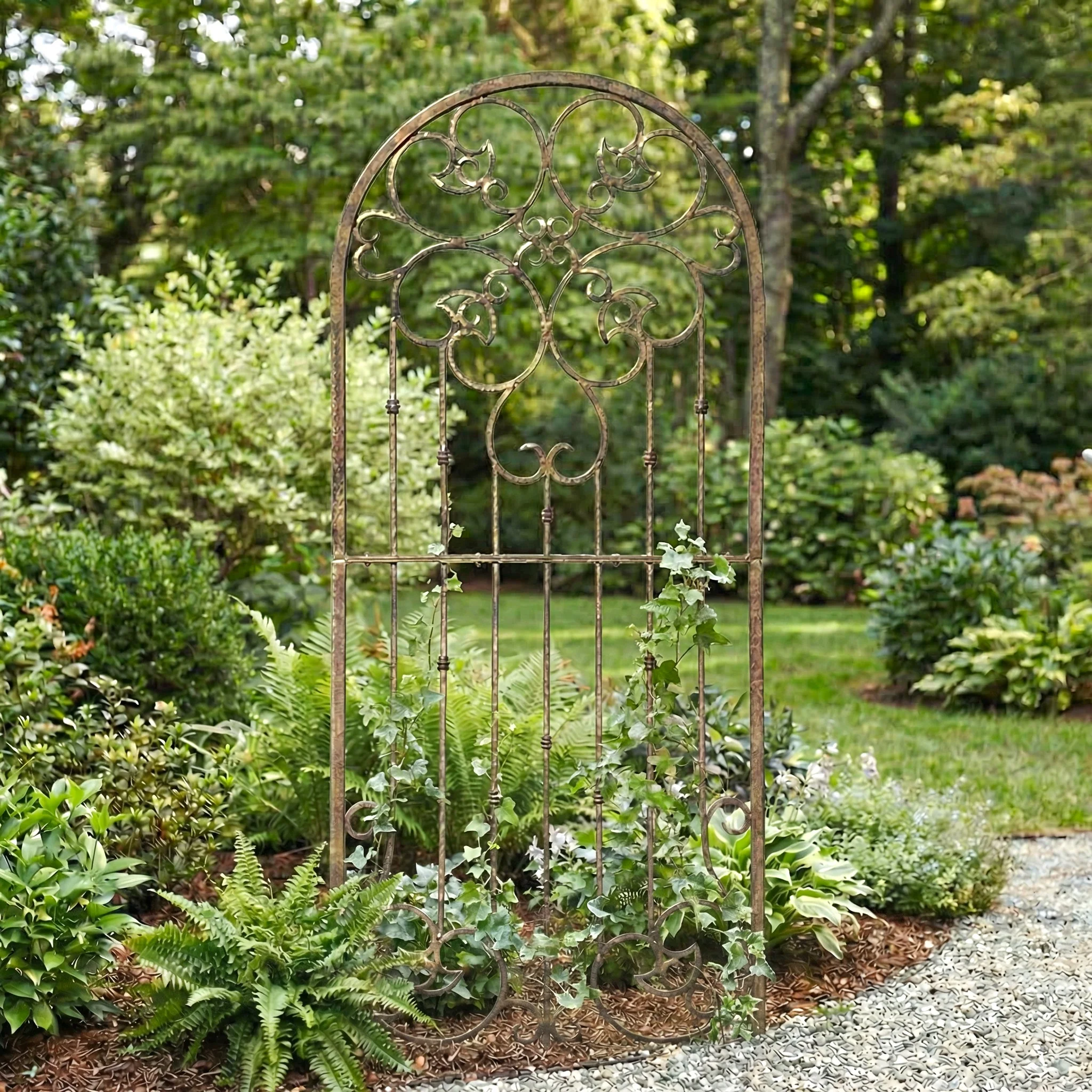 H Potter Legacy Freestanding Trellis – 6 Ft Tall Iron Garden Screen - Charcoal Brown - Image 5