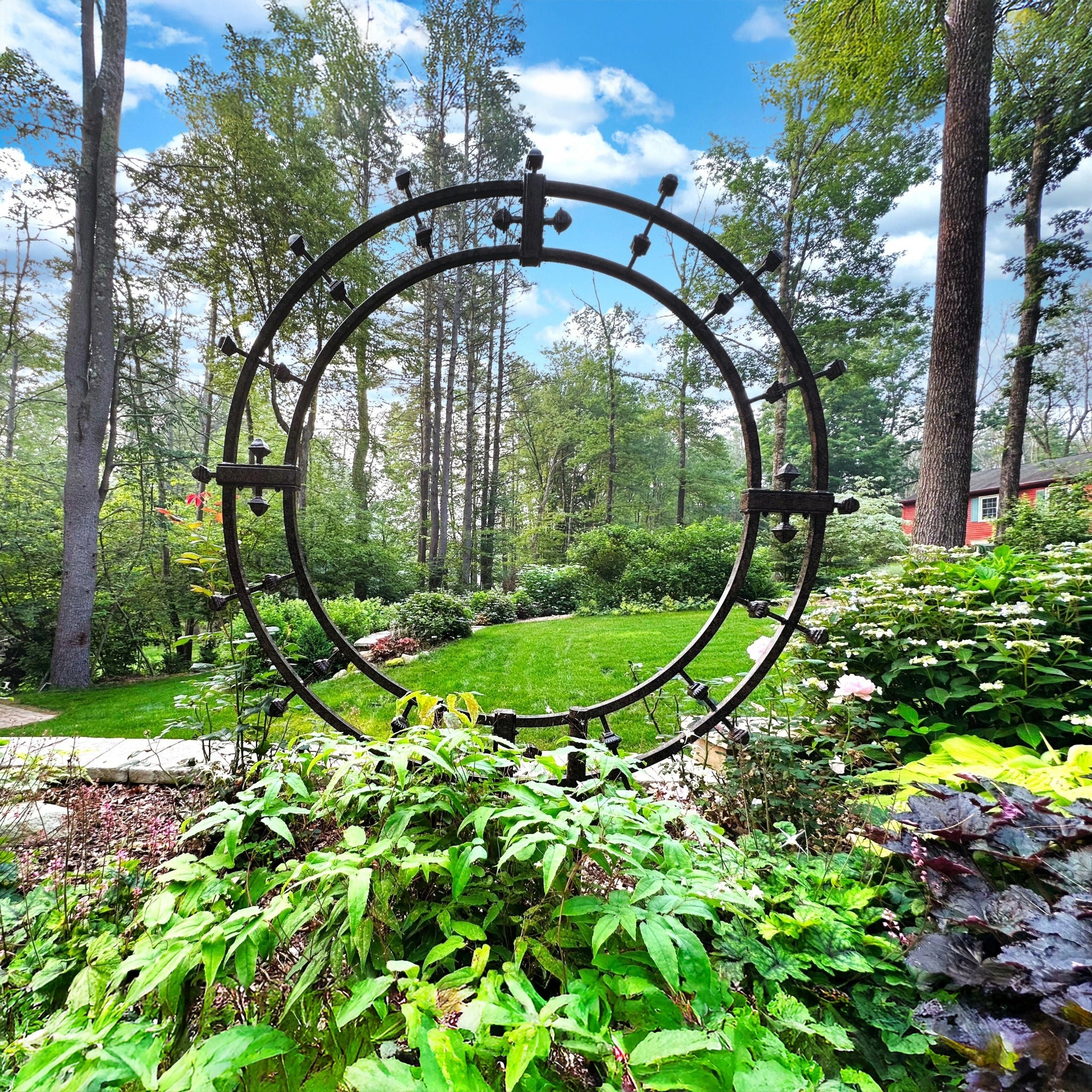 H Potter Heirloom Round Metal Garden Trellis – For Climbing Plants - Charcoal Brown