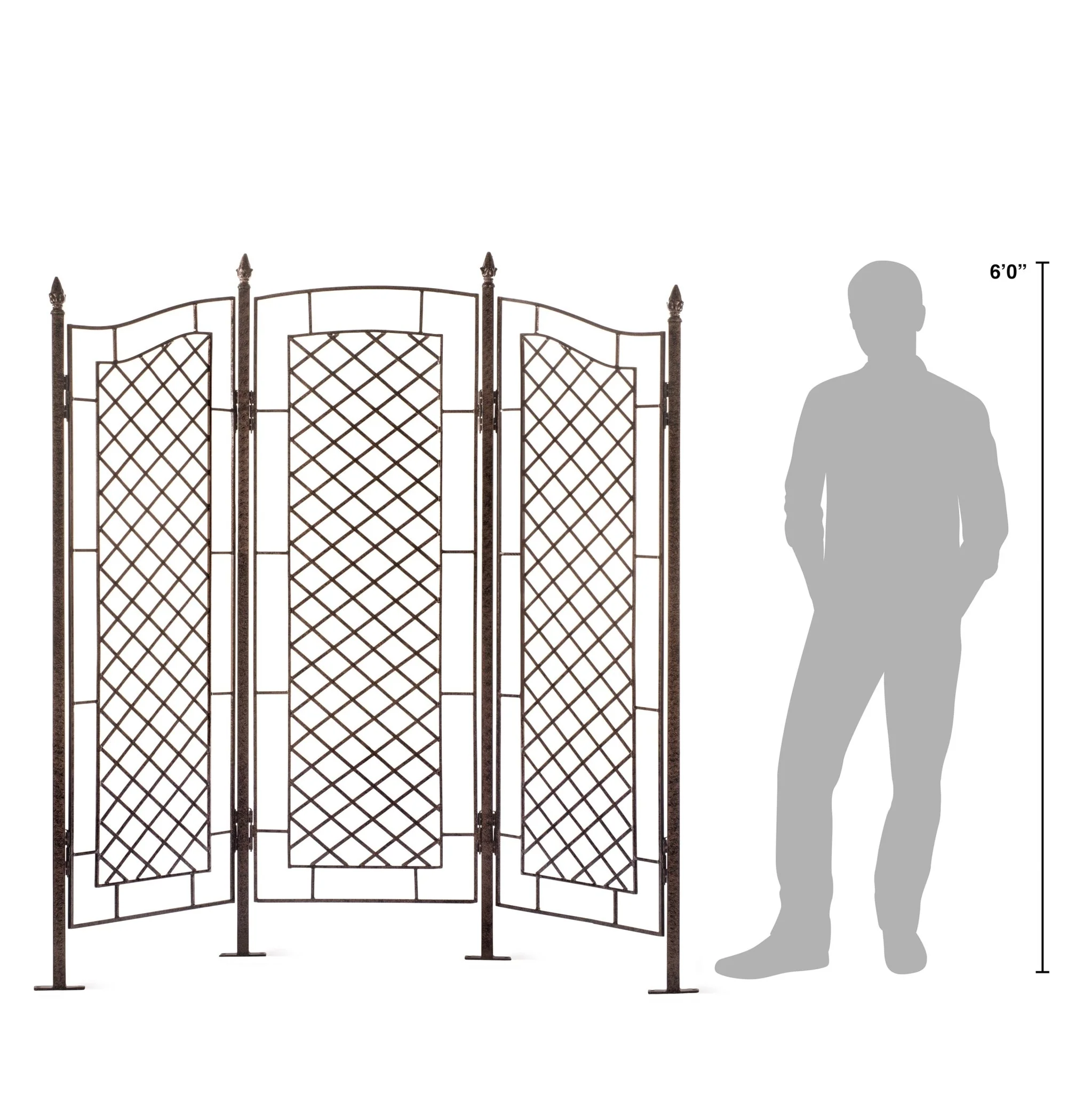 H Potter Augusta Large Three-Panel Garden Trellis Screen - Charcoal Brown - Image 5