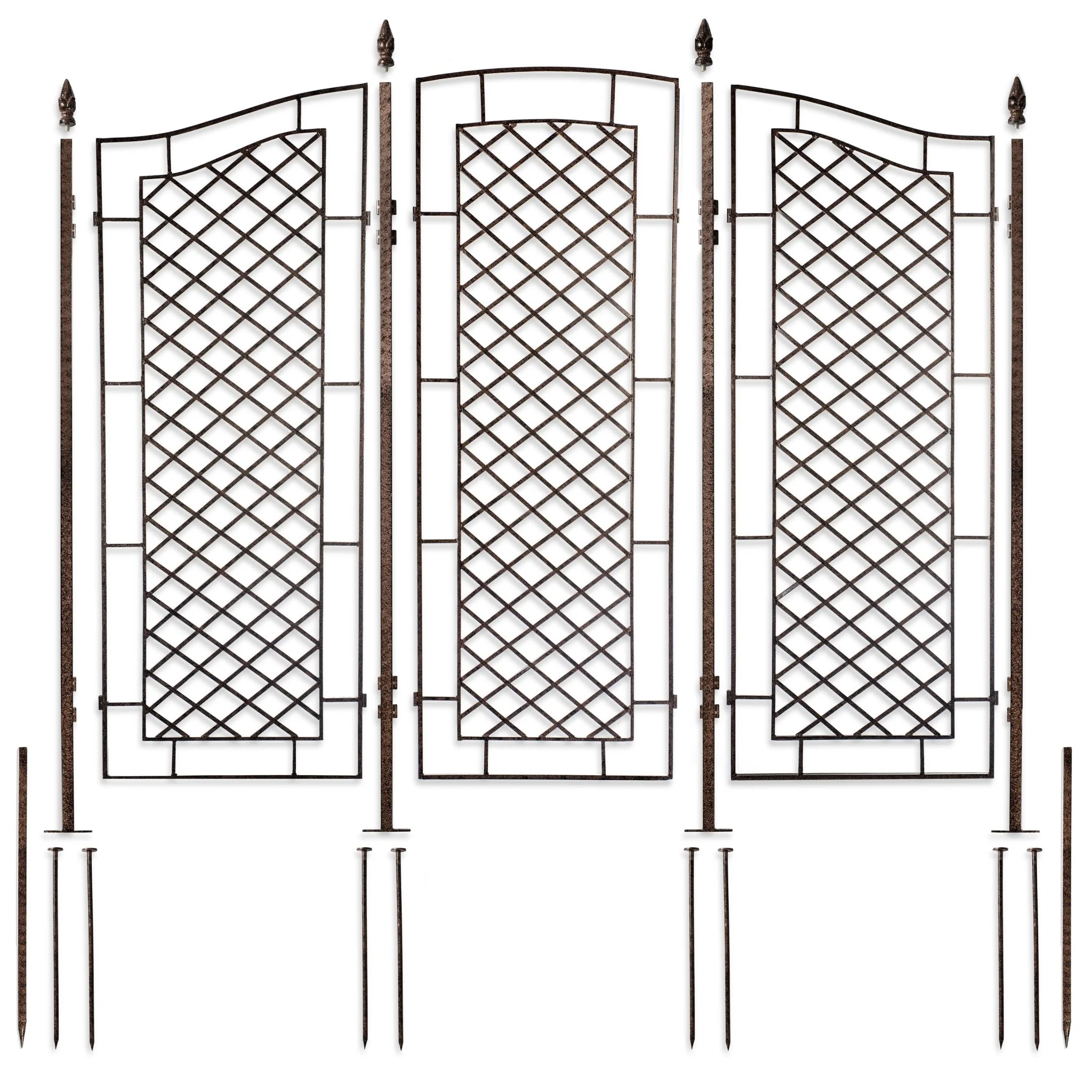 H Potter Augusta Large Three-Panel Garden Trellis Screen - Charcoal Brown - Image 6