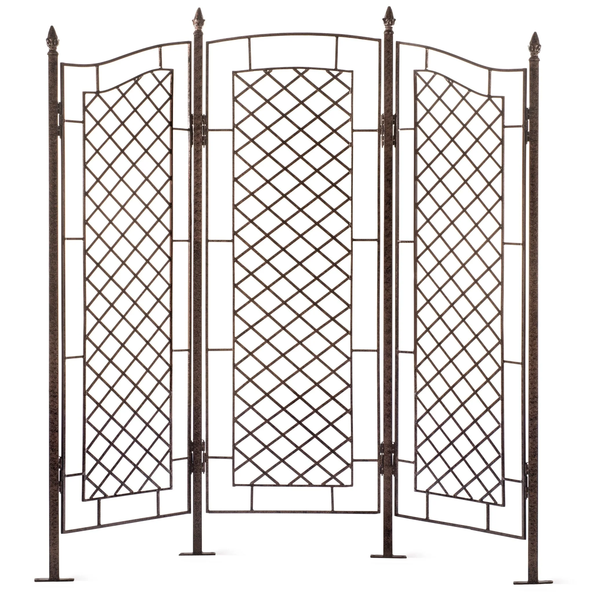 H Potter Augusta Large Three-Panel Garden Trellis Screen - Charcoal Brown - Image 9