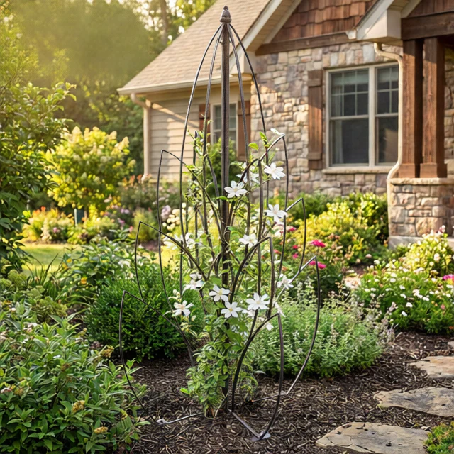 H Potter Lotus Bud Garden Trellis Metal Yard Art - Image 5