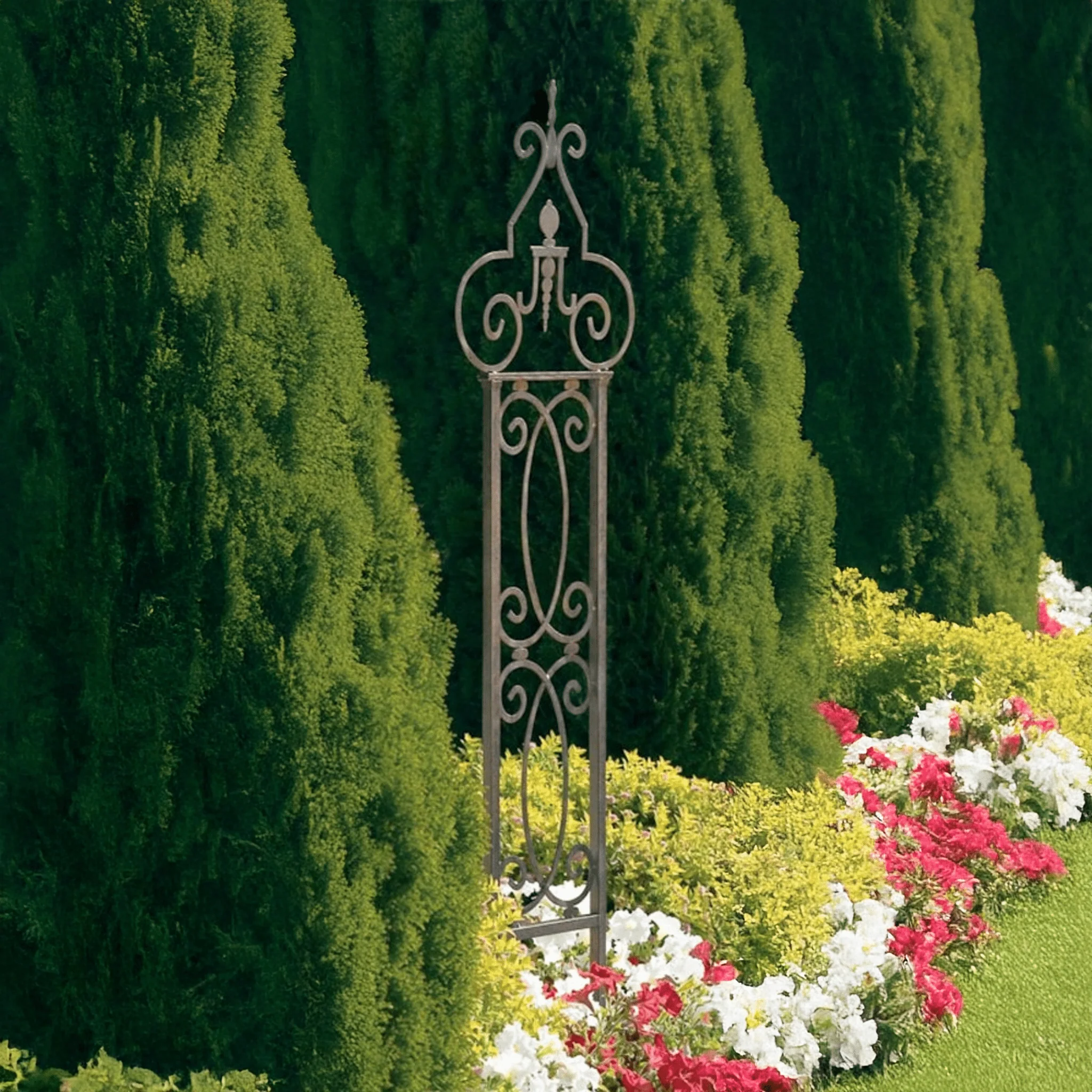 H Potter Heritage Scroll Garden Trellis – Metal Freestanding - Charcoal Brown - Image 5