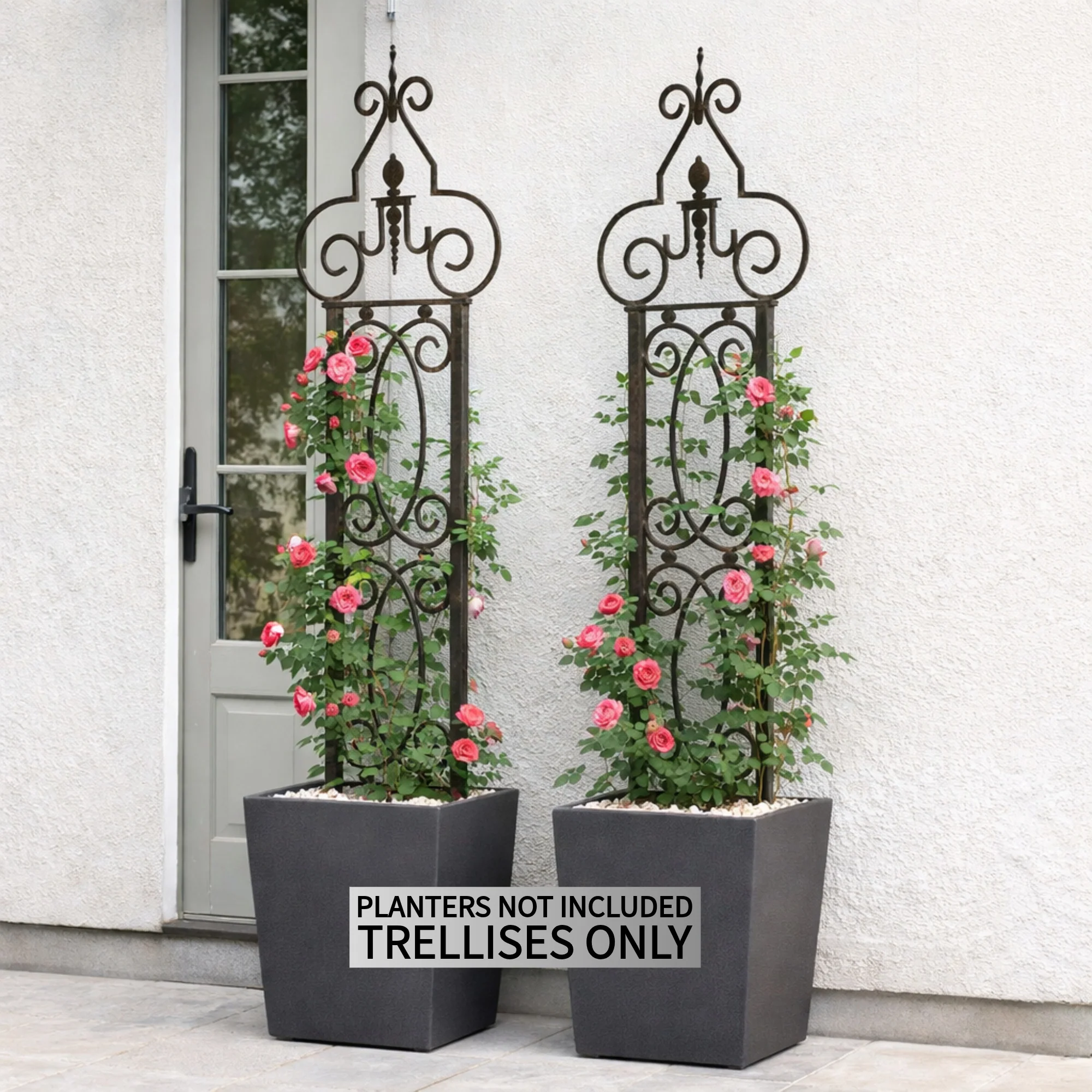 H Potter Heritage Scroll Garden Trellis Set of 2 – Freestanding - Charcoal Brown - Image 3