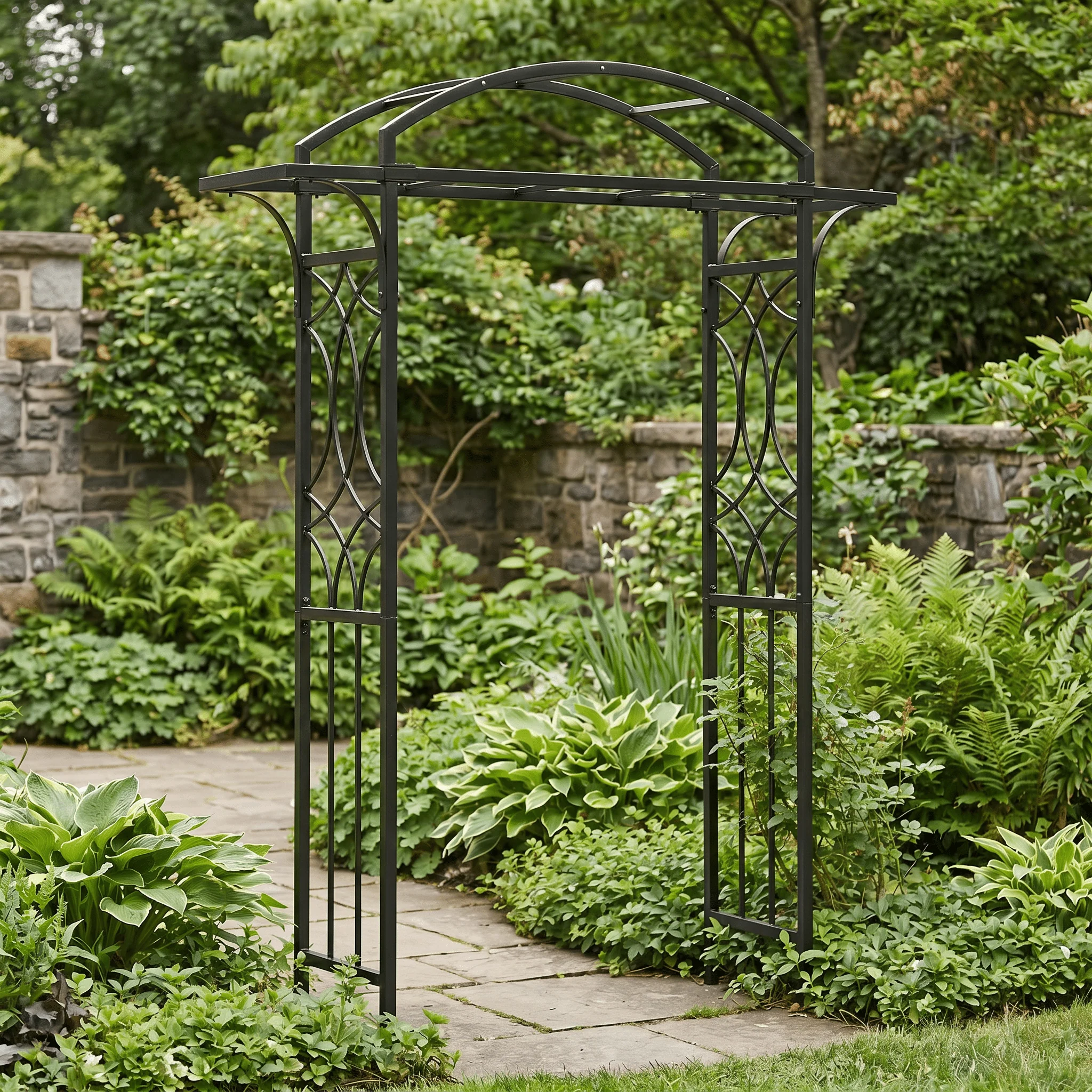H Potter Geometric Garden Arbor – Heavy Duty Freestanding Arch